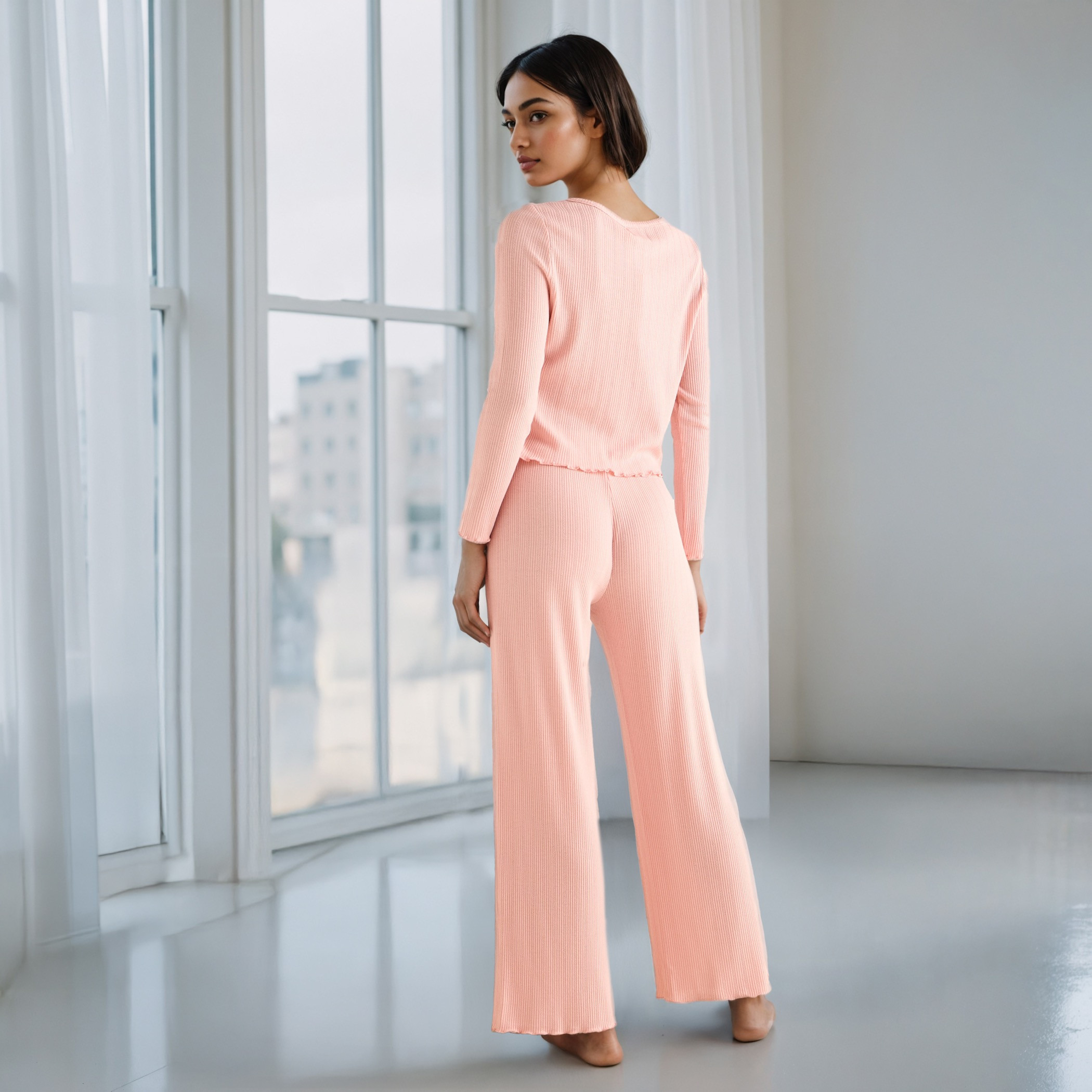 Pointelle Textured Pyjama Set-women-clothing-nightwear-pyjamas-longsets-image-3