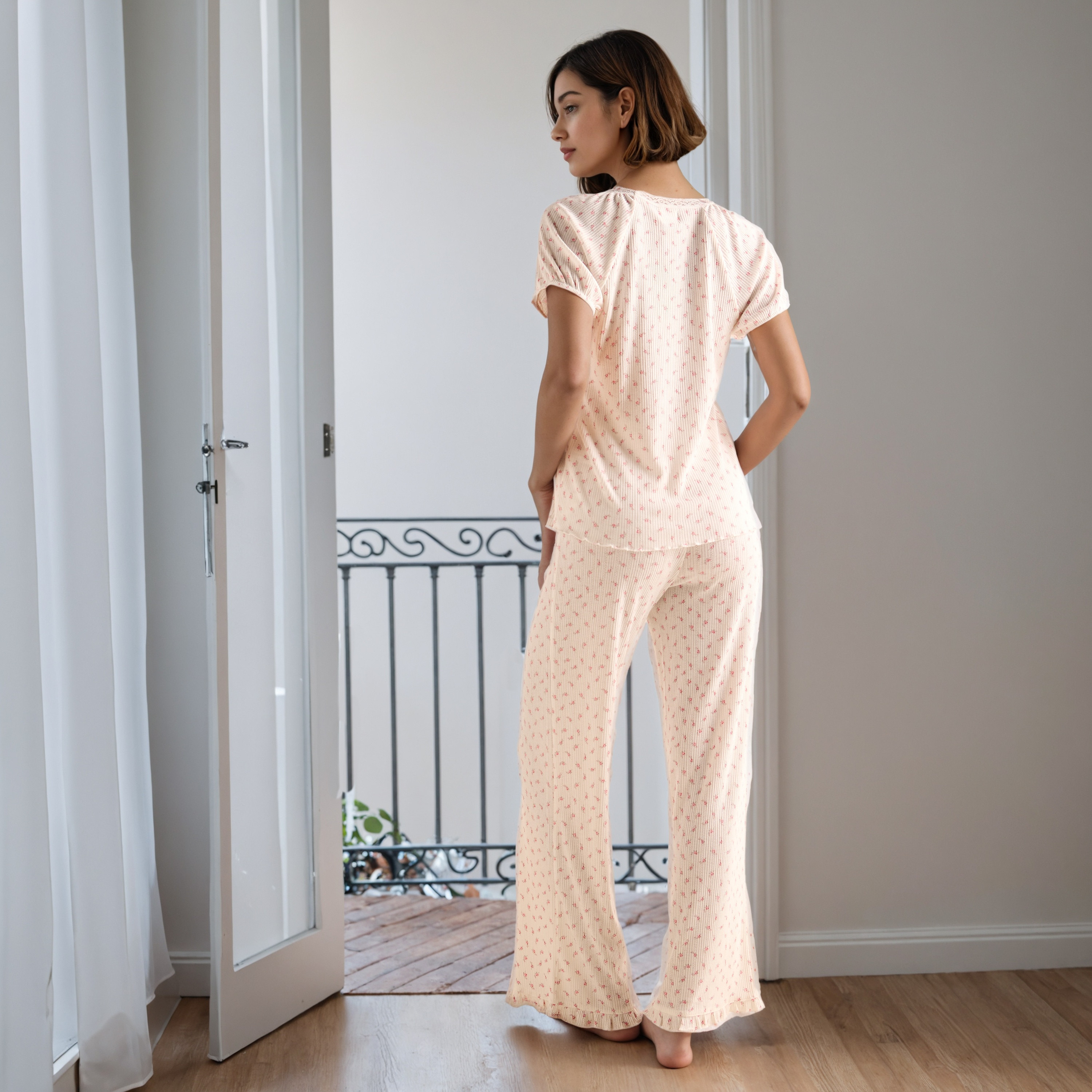 Floral Print Pointelle Pyjama Set-women-clothing-nightwear-pyjamas-longsets-image-3