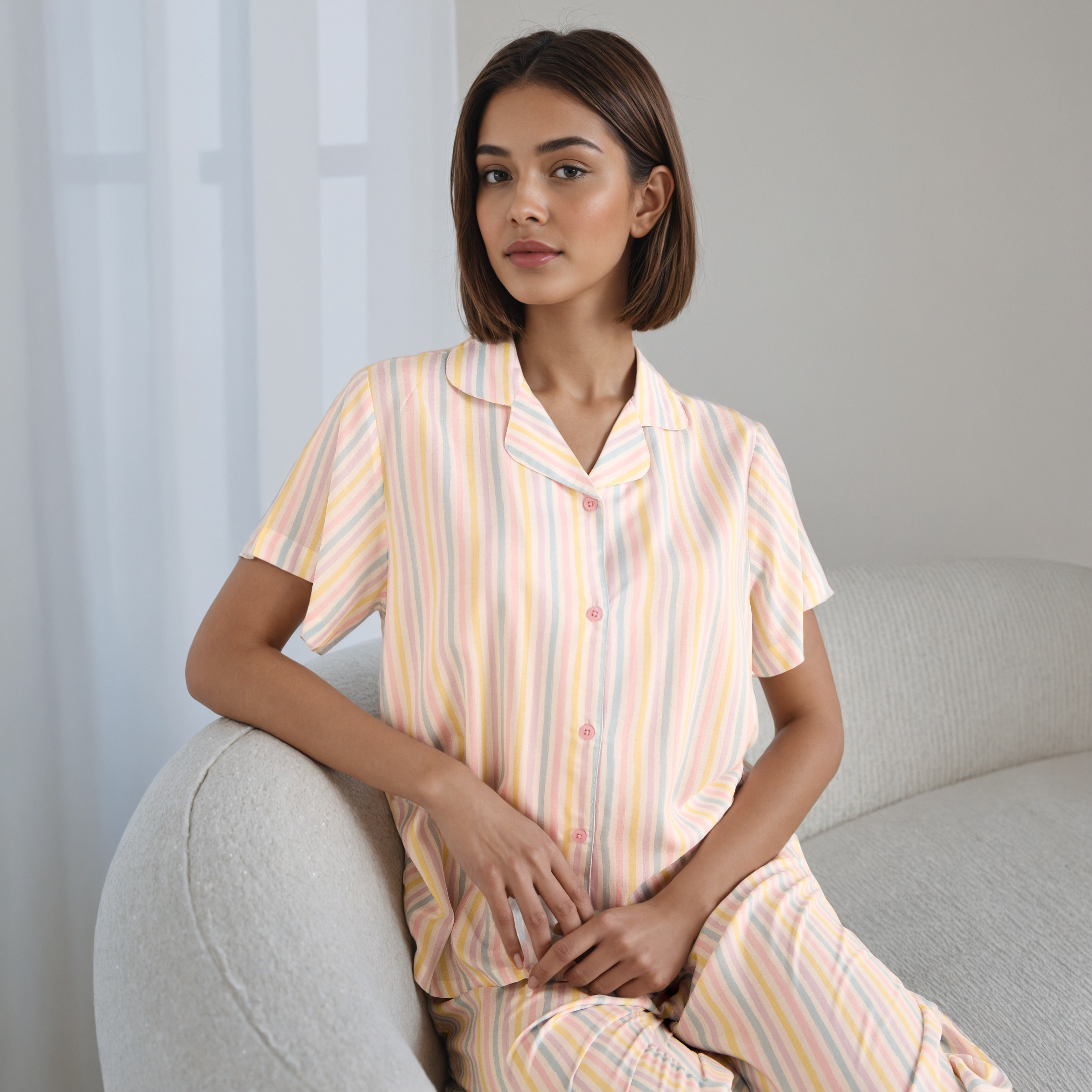 طقم بيجاما مقلم-women-clothing-nightwear-pyjamas-longsets-image-2