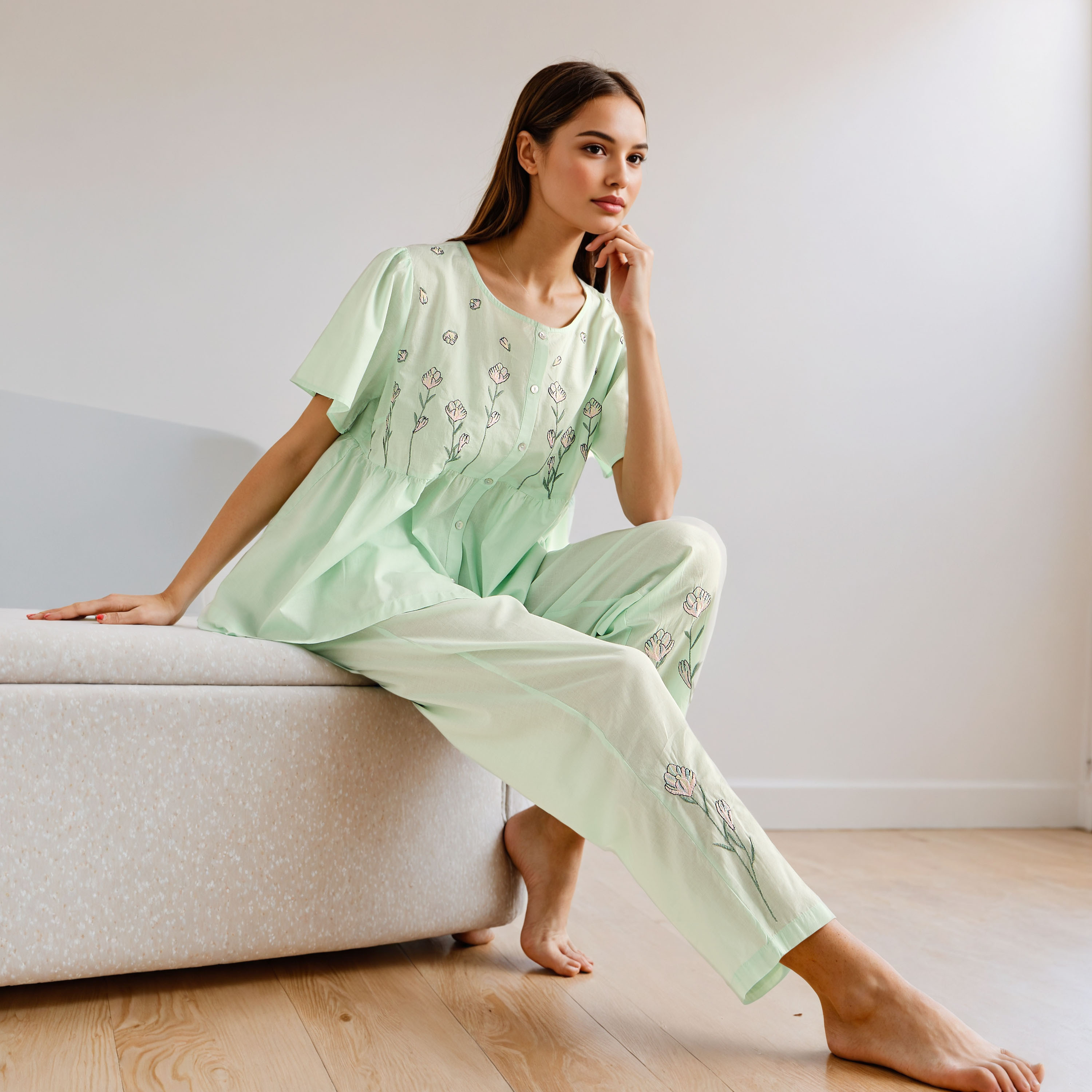 Embroidered Pyjama Set-women-clothing-nightwear-pyjamas-longsets-image-1