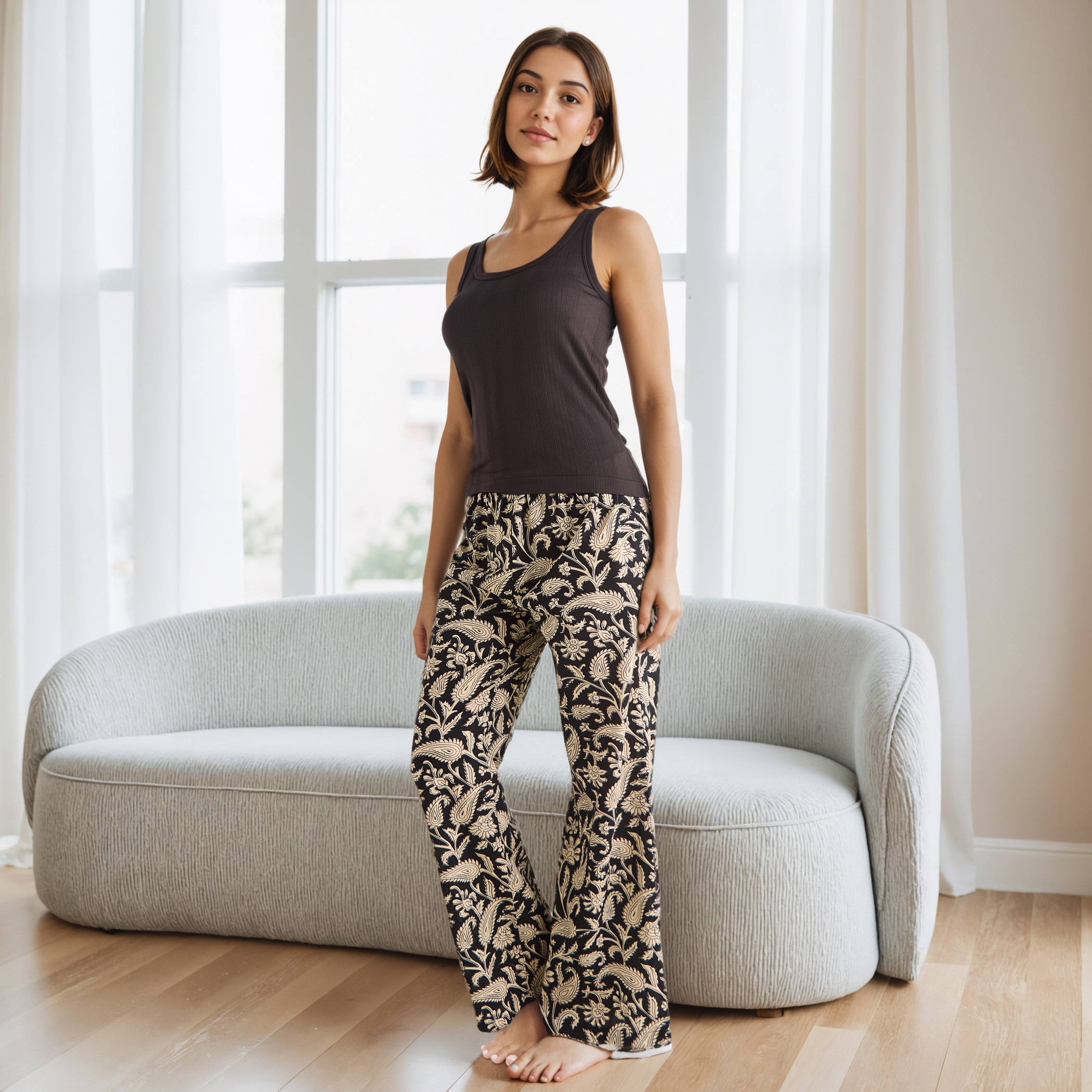 بلوزة تانك مضلعة بياقة عميقة-women-clothing-tshirts-image-2