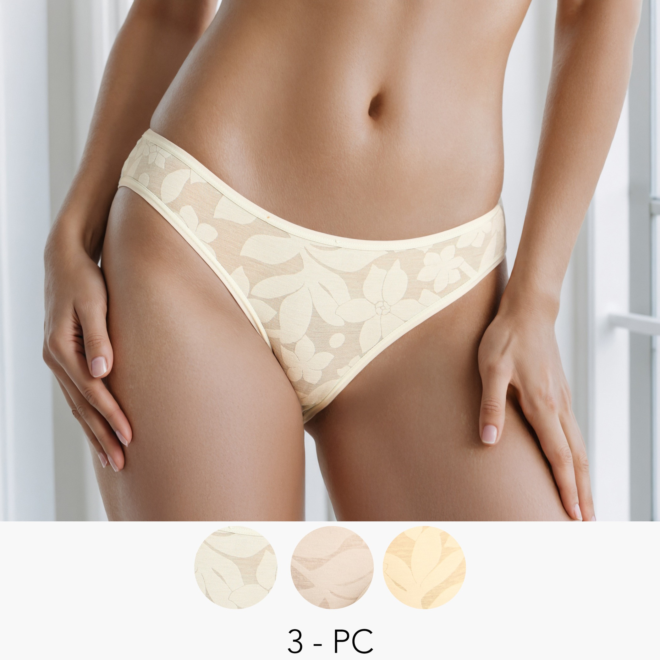 طقم 3 سراويل بيكيني بنقشة زهور بارزة-women-clothing-lingerie-panties-image-1