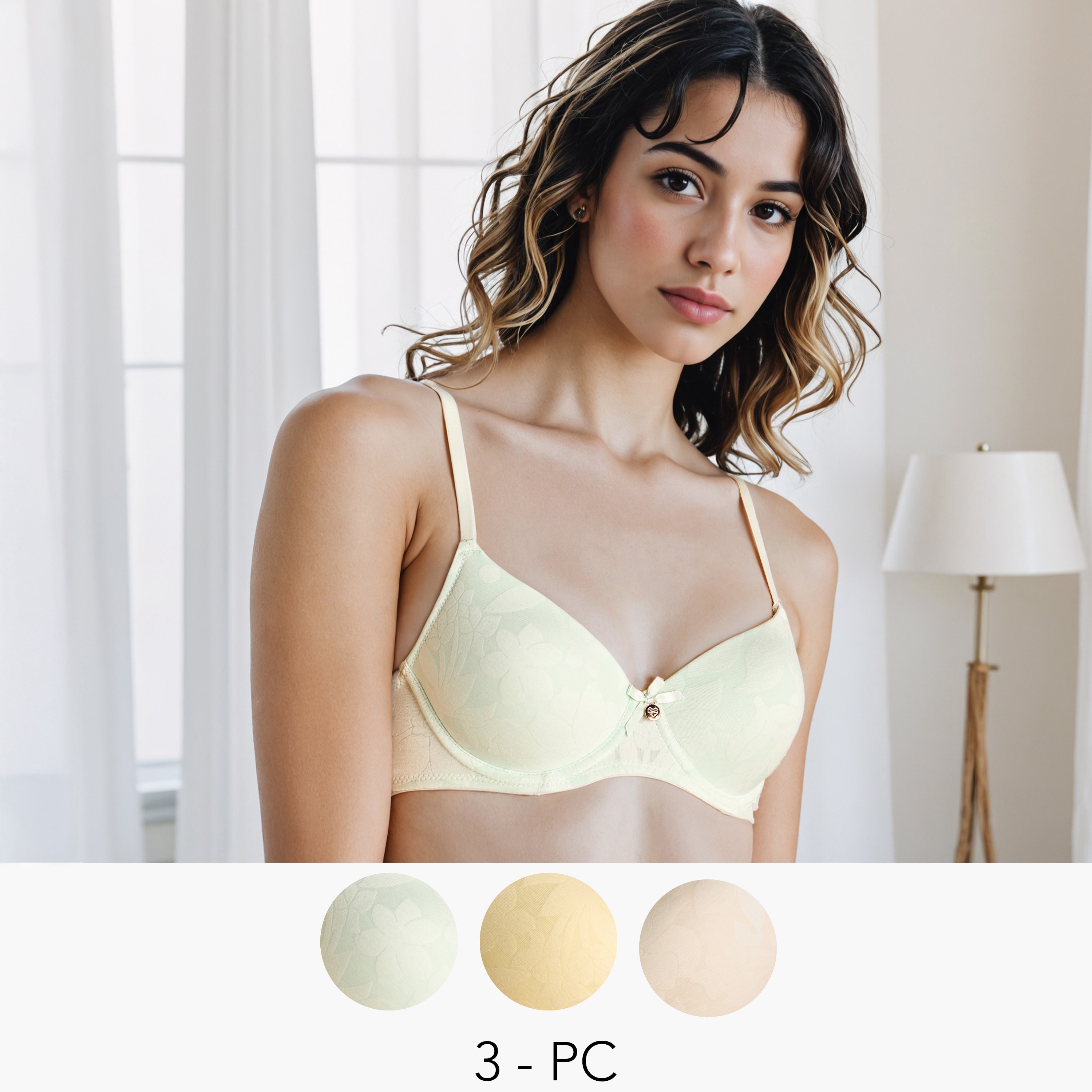Set of 3 - Textured Demi Bra-women-clothing-lingerie-bras-image-1