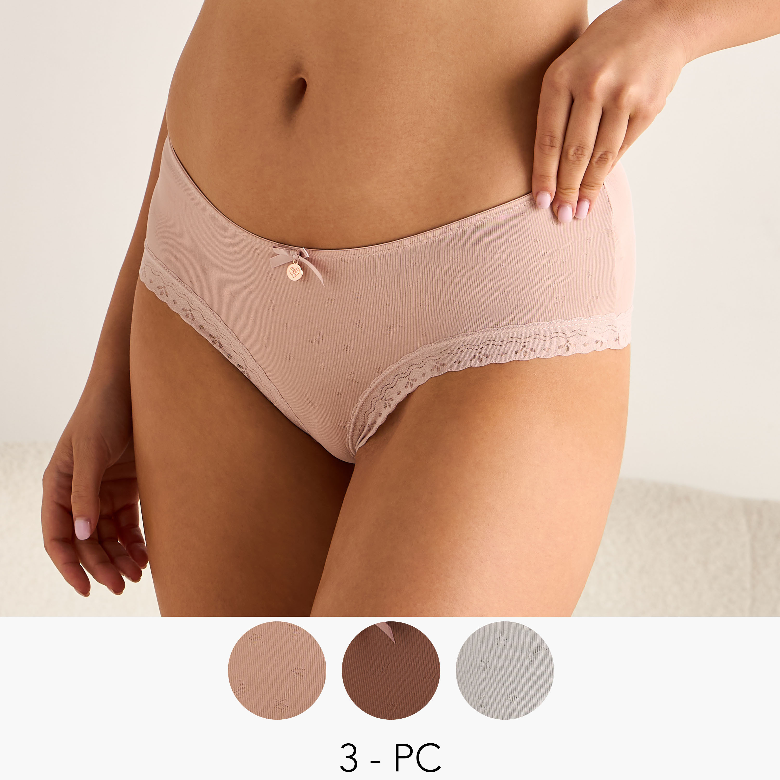 Bikini with Jacquard Detail - 3-Piece Set-women-clothing-lingerie-panties-image-1