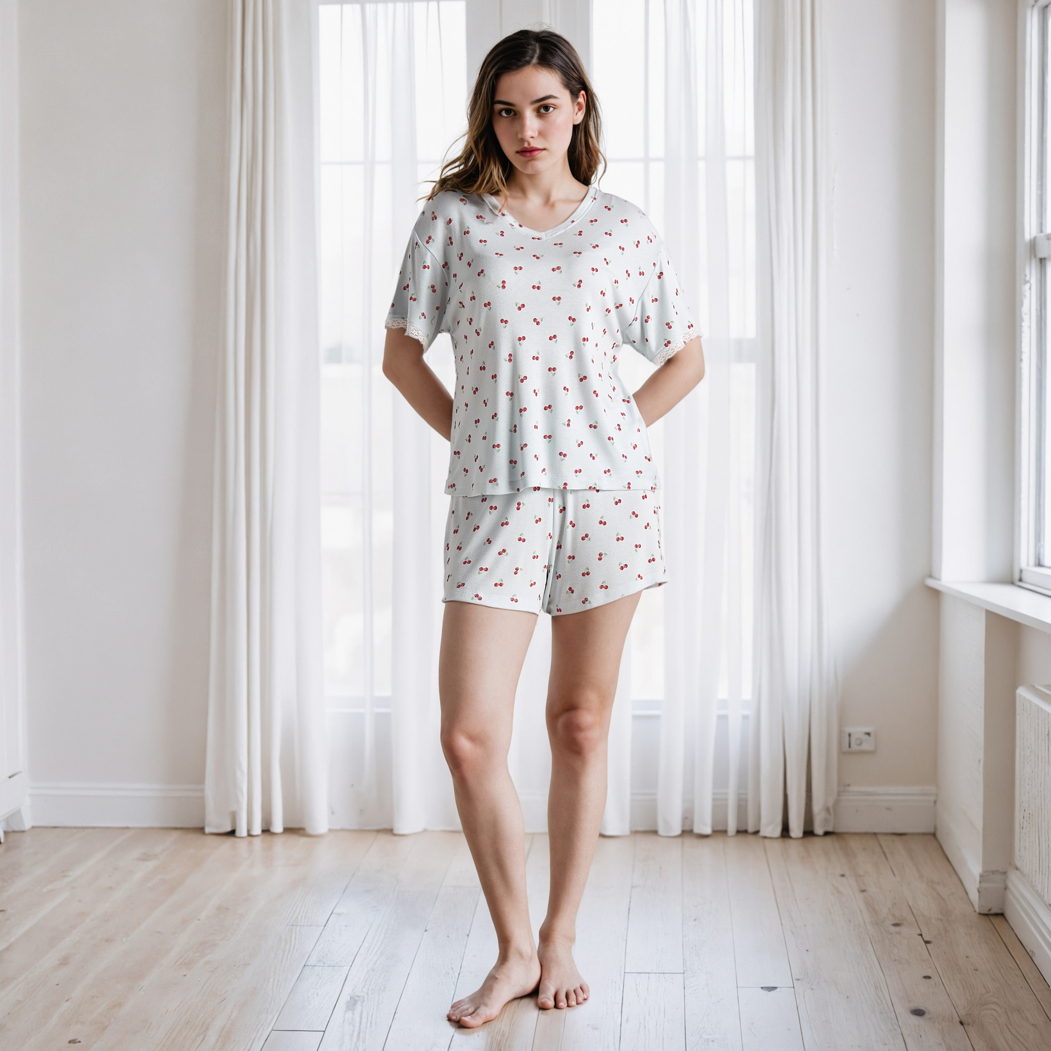 طقم شورت بطبعات فراولة-women-clothing-nightwear-pyjamas-shortsets-image-2