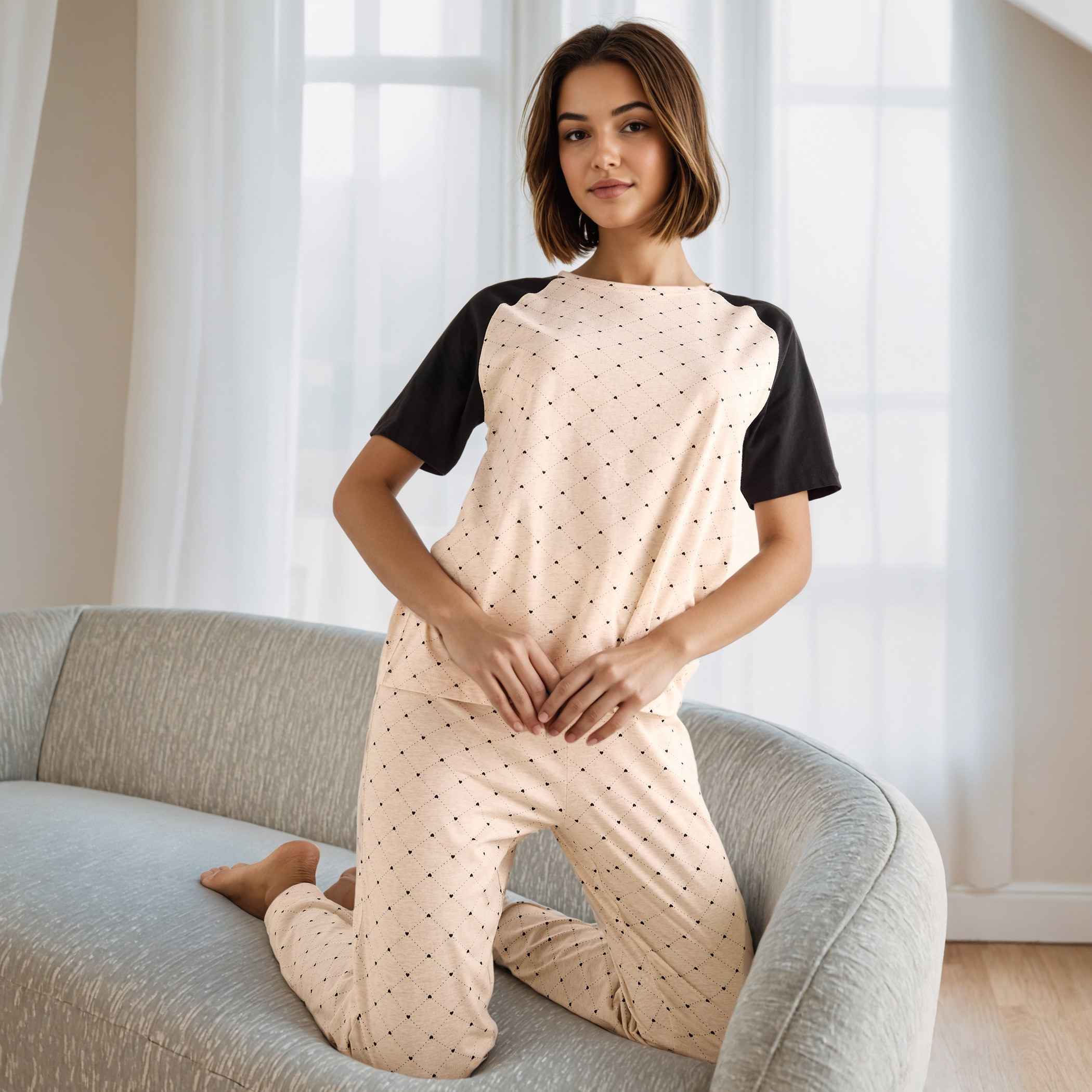 طقم بيجاما قطن بطبعات-women-clothing-nightwear-pyjamas-longsets-image-1