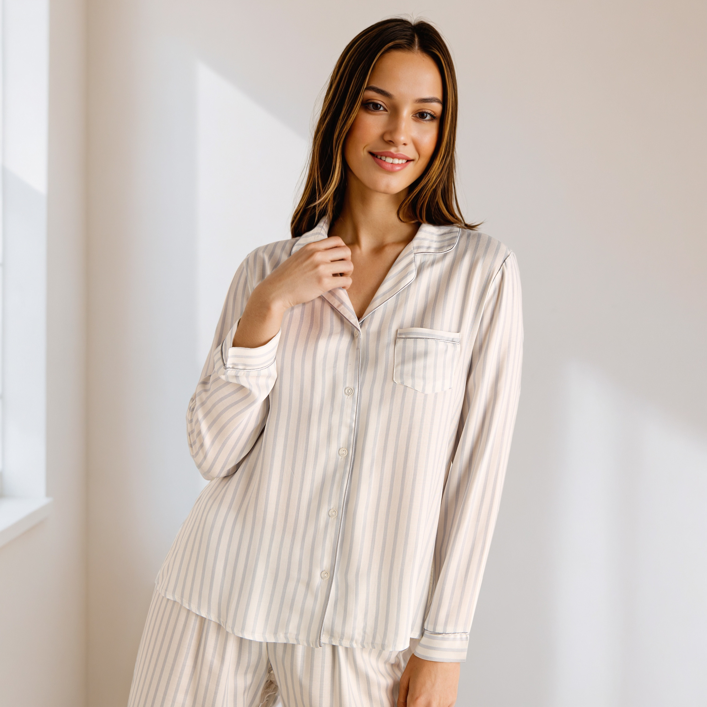 Striped Pyjama Set-women-clothing-nightwear-pyjamas-longsets-image-2