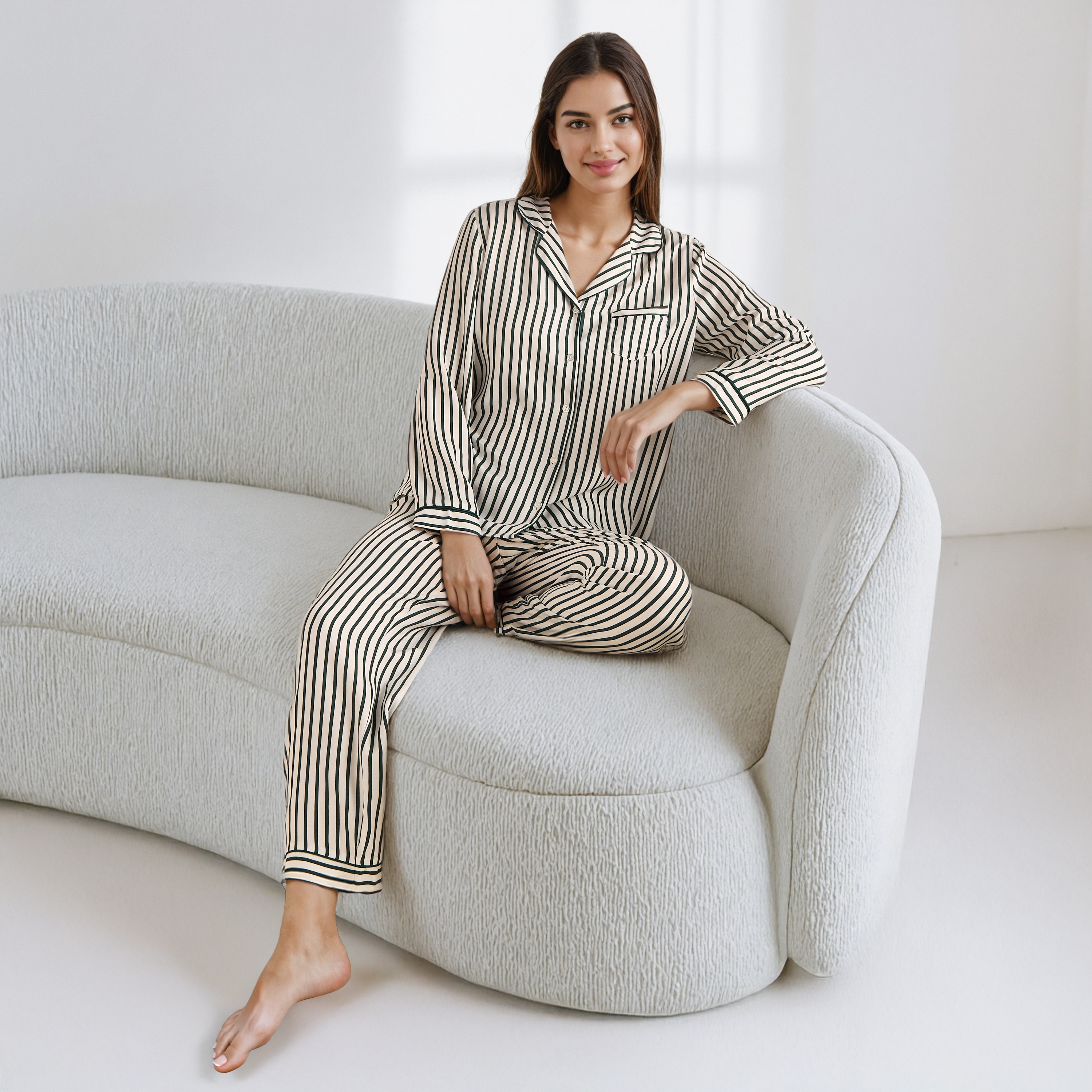 طقم بيجاما مقلم-women-clothing-nightwear-pyjamas-longsets-image-1