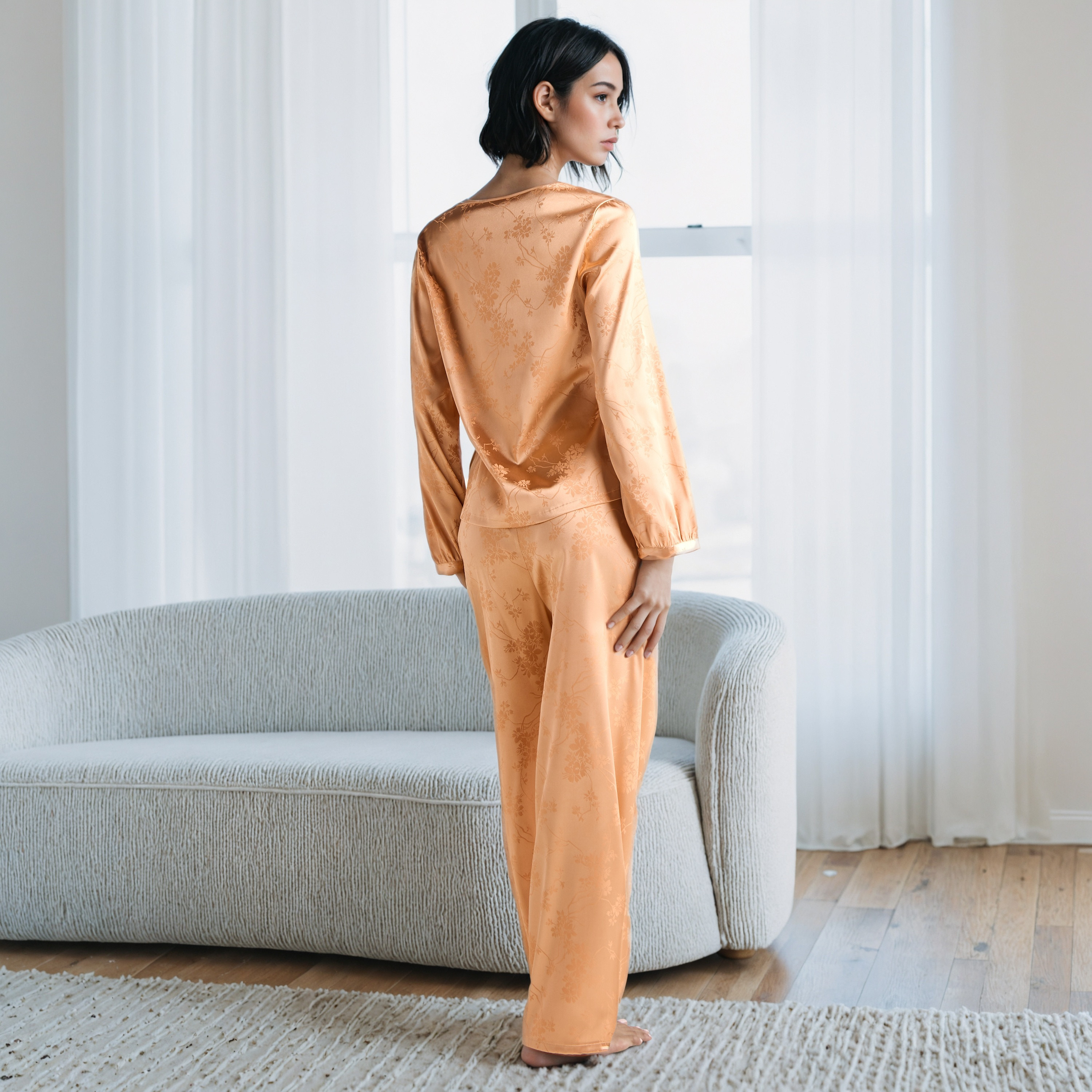 Lace Trim Jacquard Viscose Pyjama Set-women-clothing-nightwear-pyjamas-longsets-image-3
