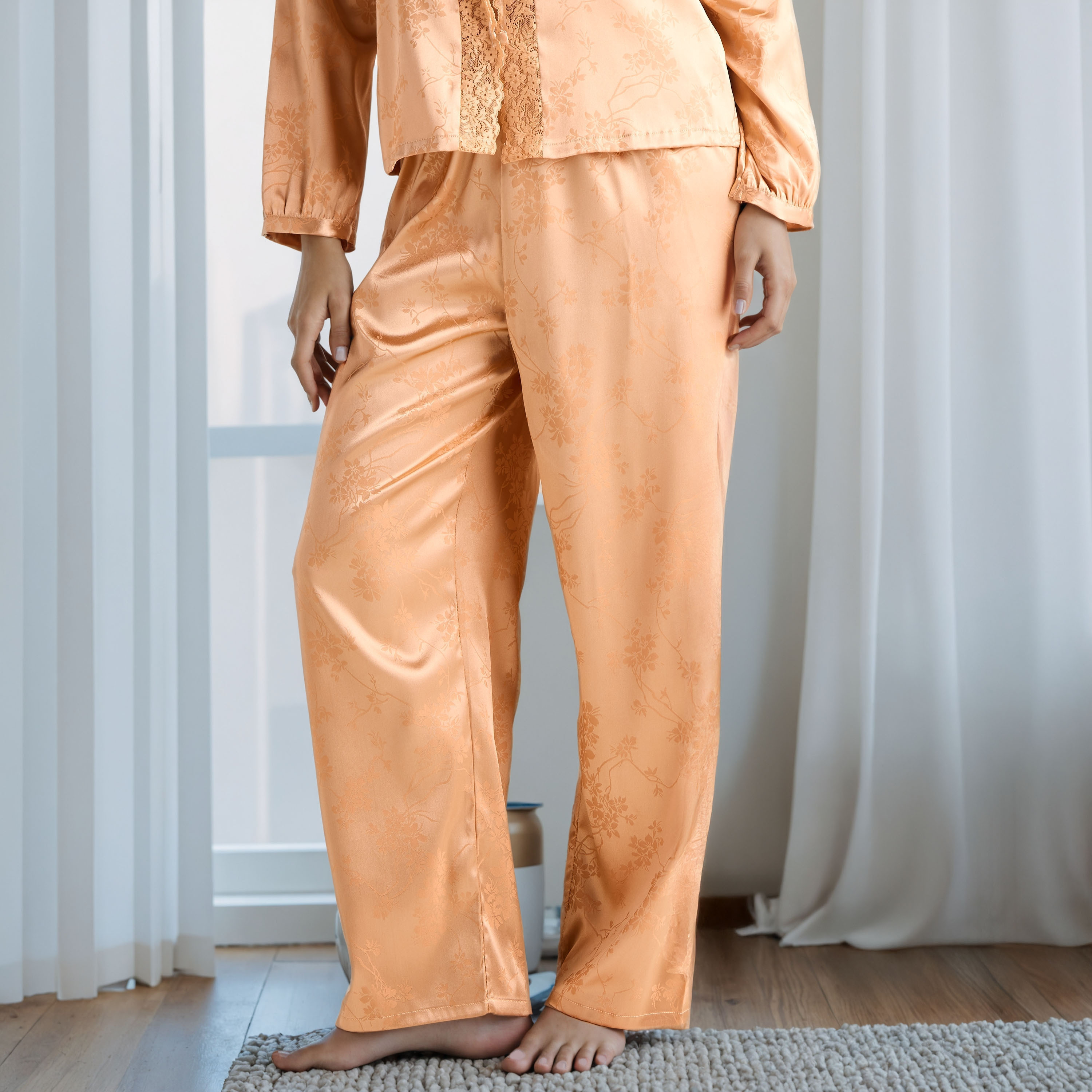 Lace Trim Jacquard Viscose Pyjama Set-women-clothing-nightwear-pyjamas-longsets-image-4