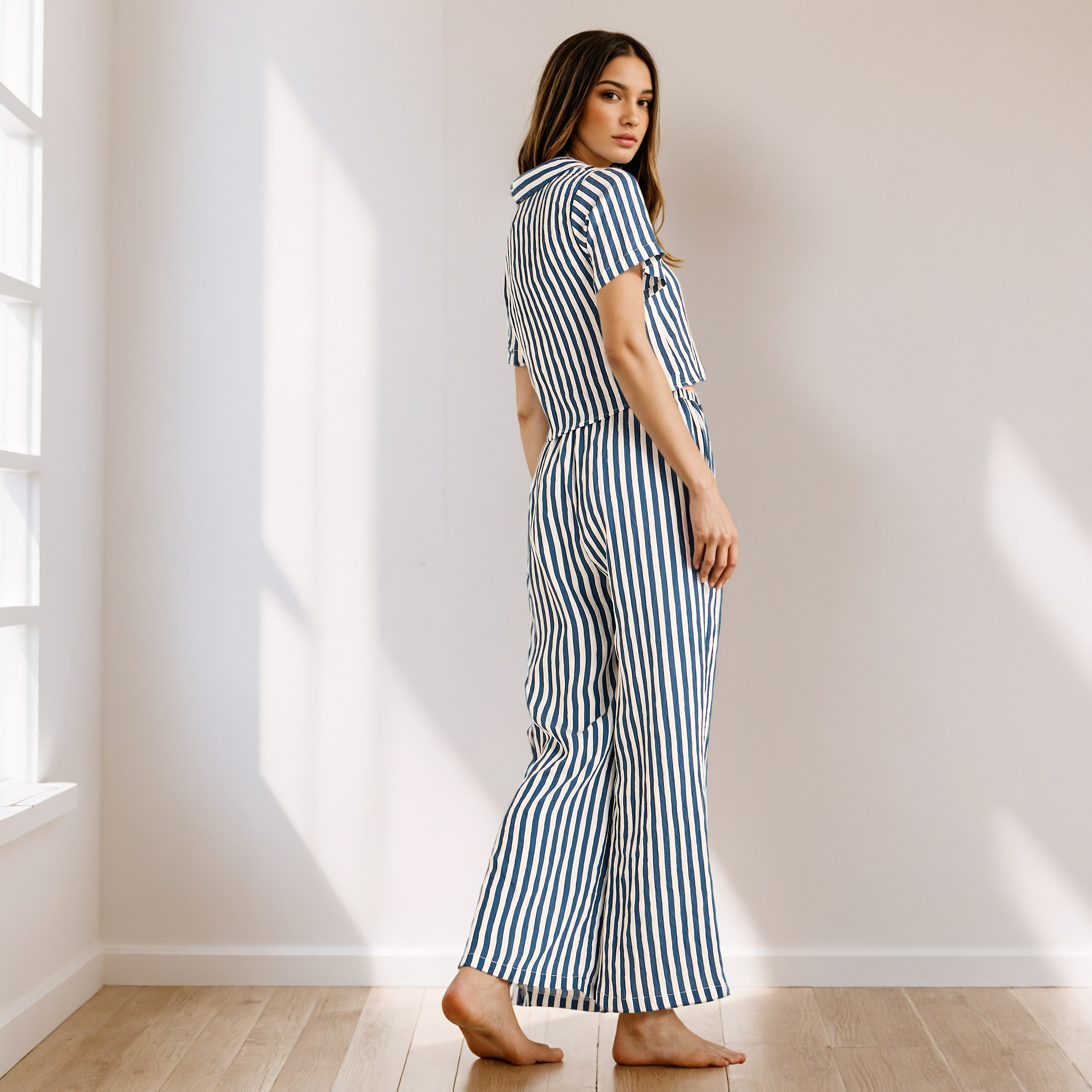 طقم بيجاما مقلمة-women-clothing-nightwear-pyjamas-longsets-image-3