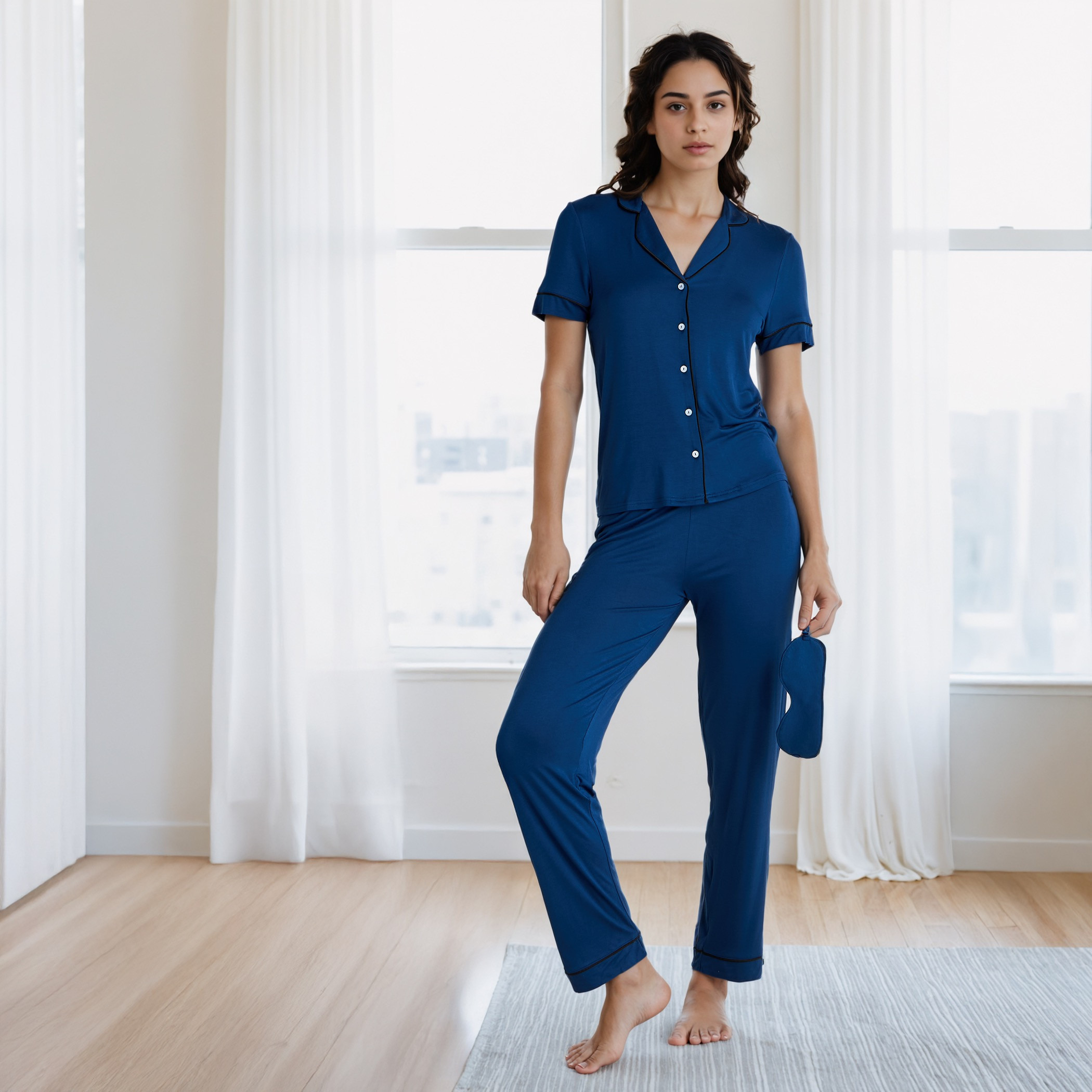 Contrast Piping Pyjama Set-women-clothing-nightwear-pyjamas-longsets-image-1