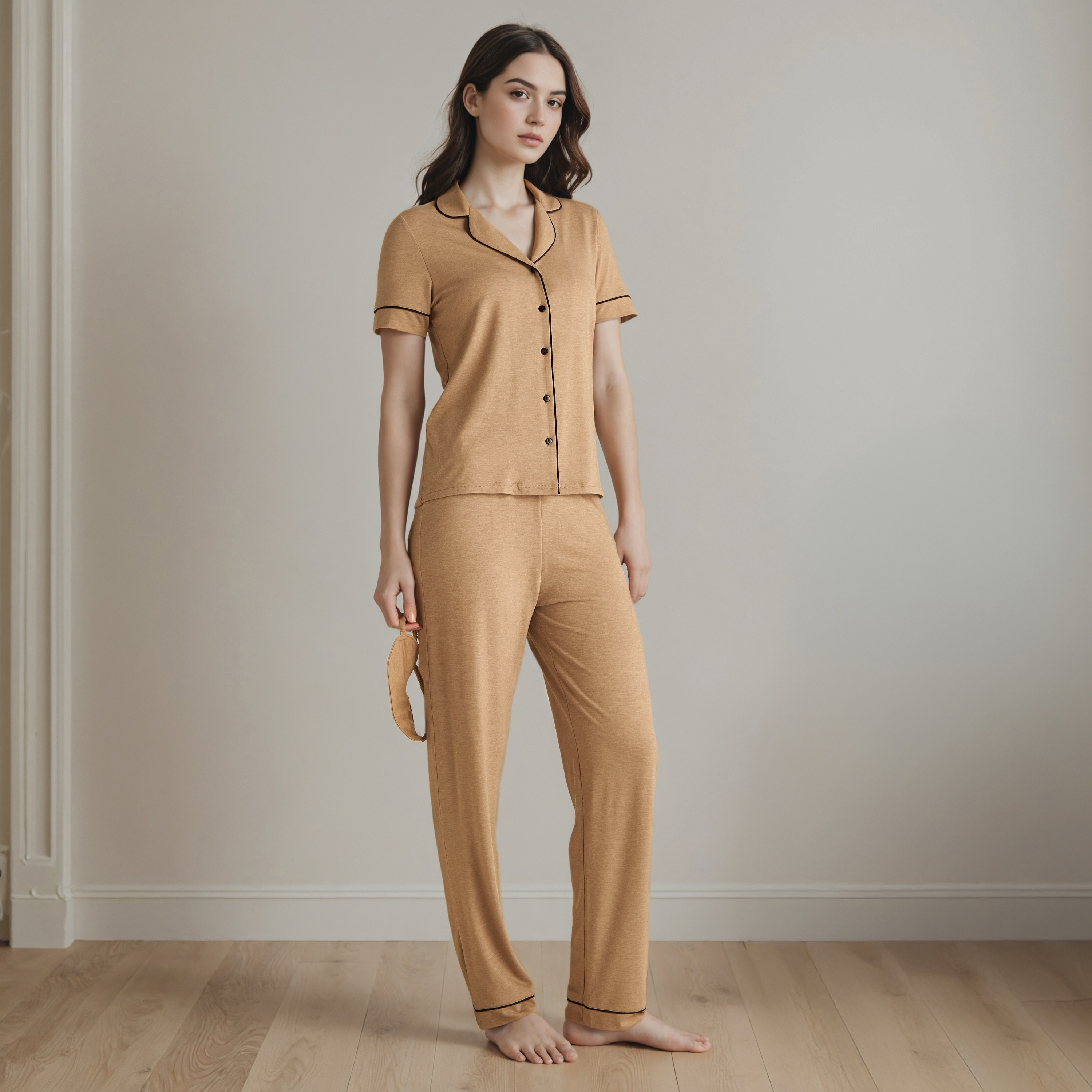 Contrast Piping Pyjama Set-women-clothing-nightwear-pyjamas-longsets-image-1