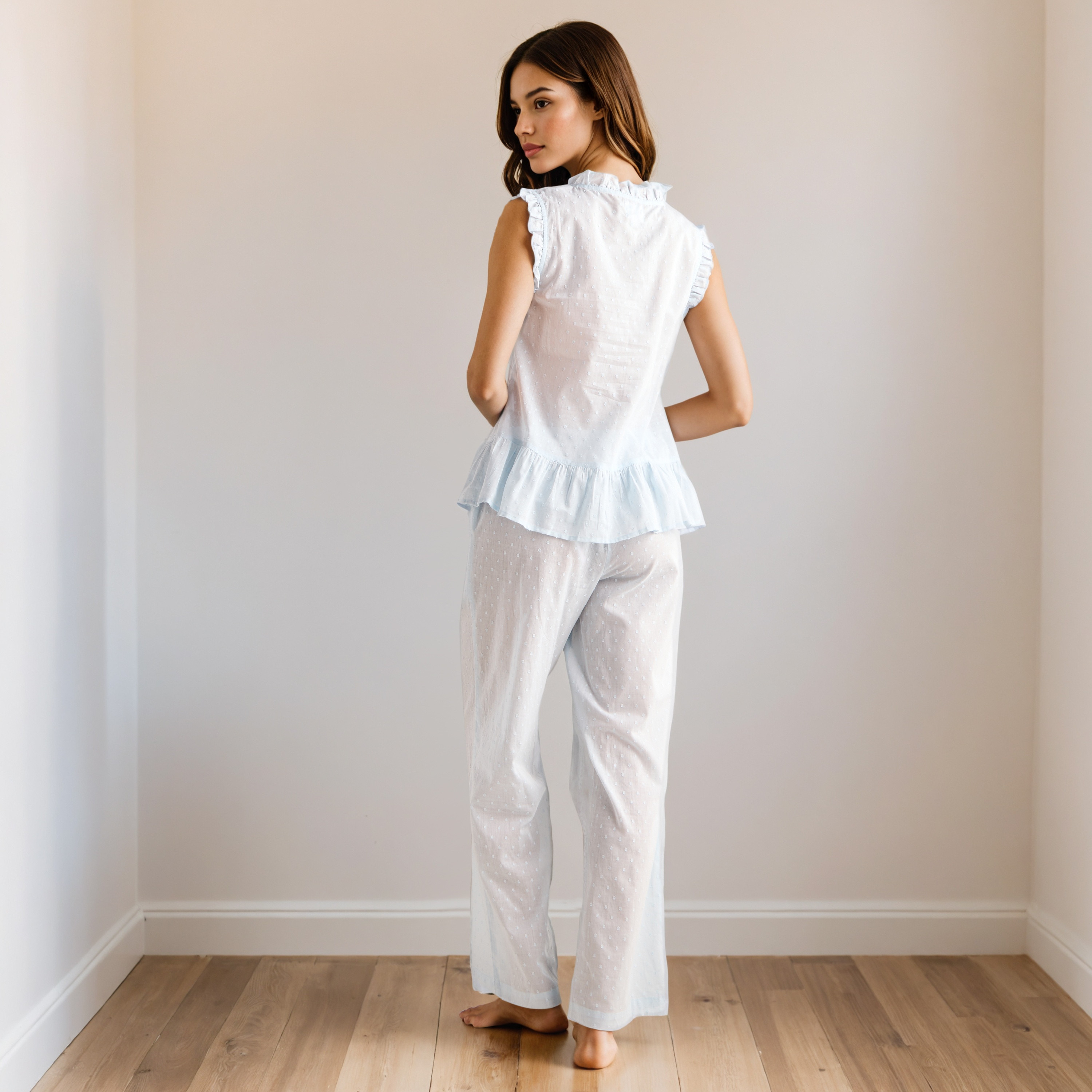 Swiss Dot Print Cotton Pyjama Set-women-clothing-nightwear-pyjamas-longsets-image-3