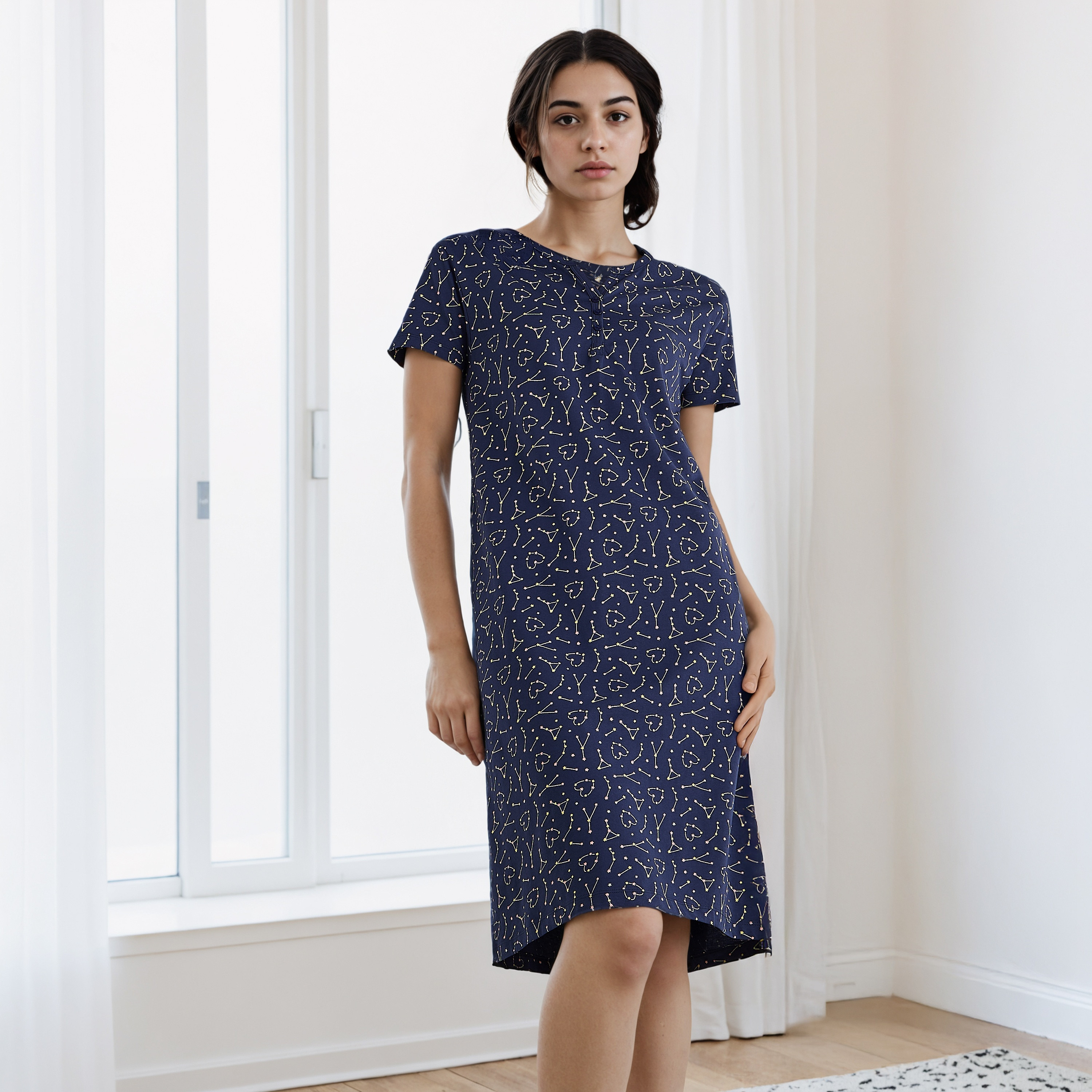 فستان نوم قطن بطبعات-women-clothing-nightwear-nighties-image-1