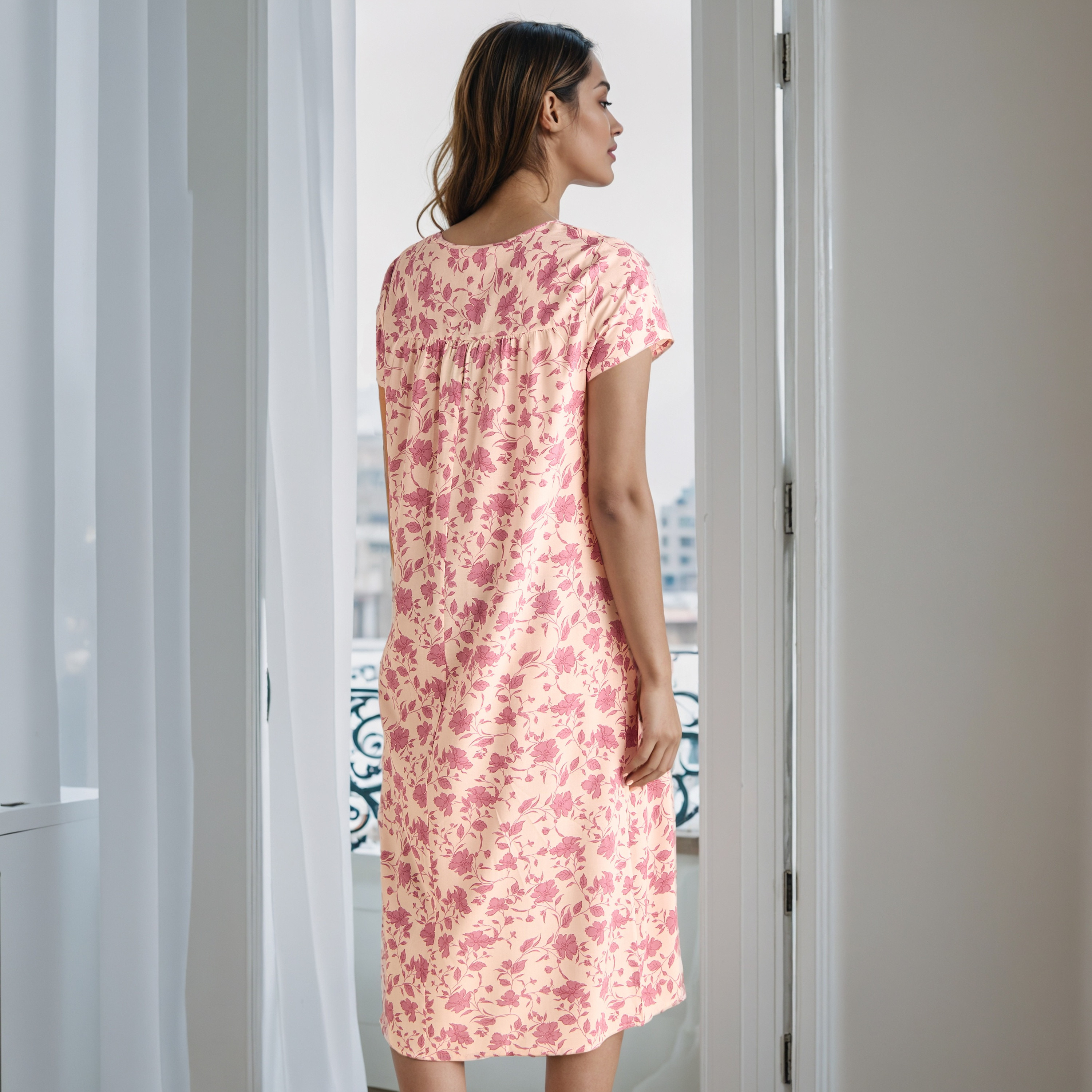 فستان نوم فيسكوز بطبعات زهور-women-clothing-nightwear-nighties-image-2