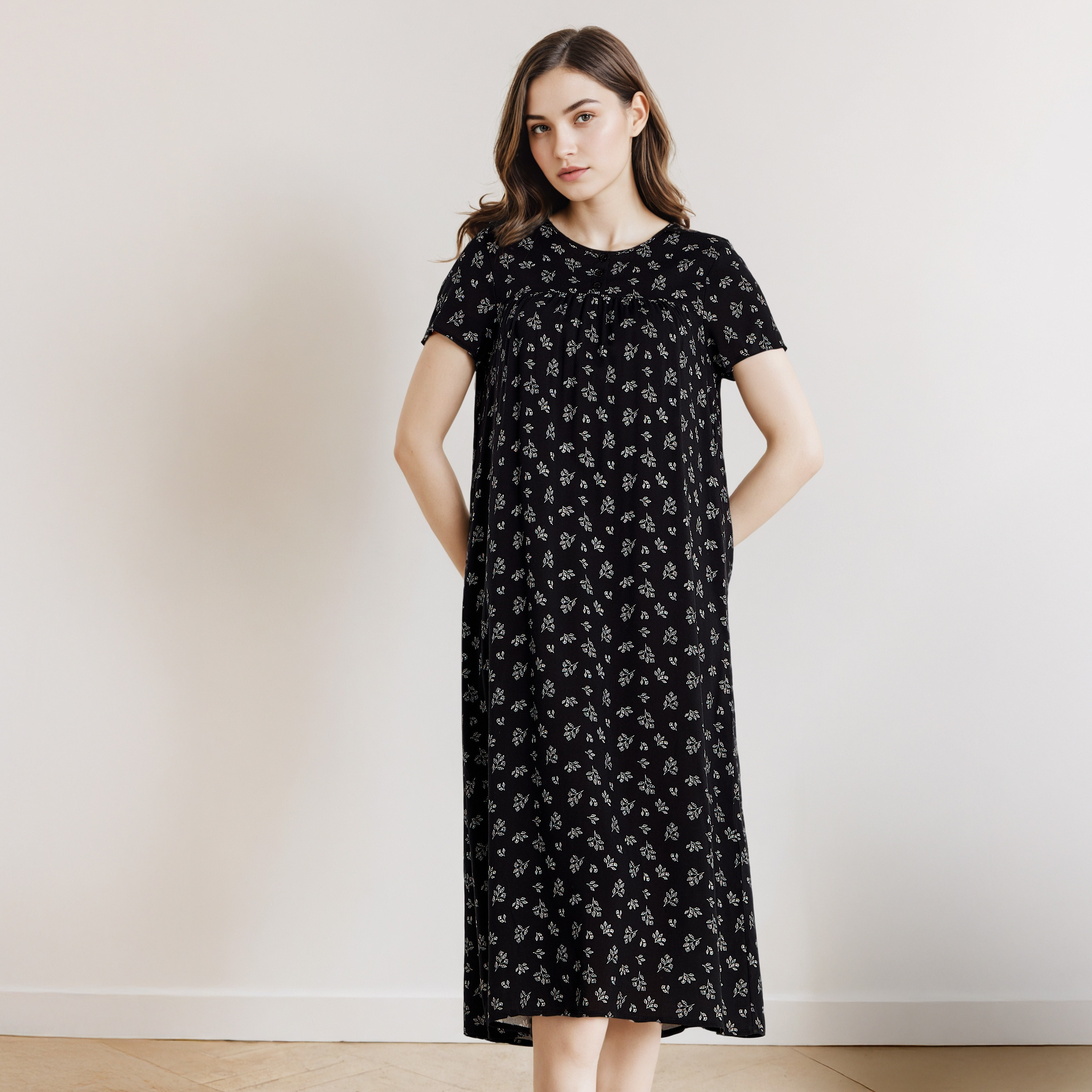 فستان نوم فيسكوز بطبعات زهور-women-clothing-nightwear-nighties-image-1