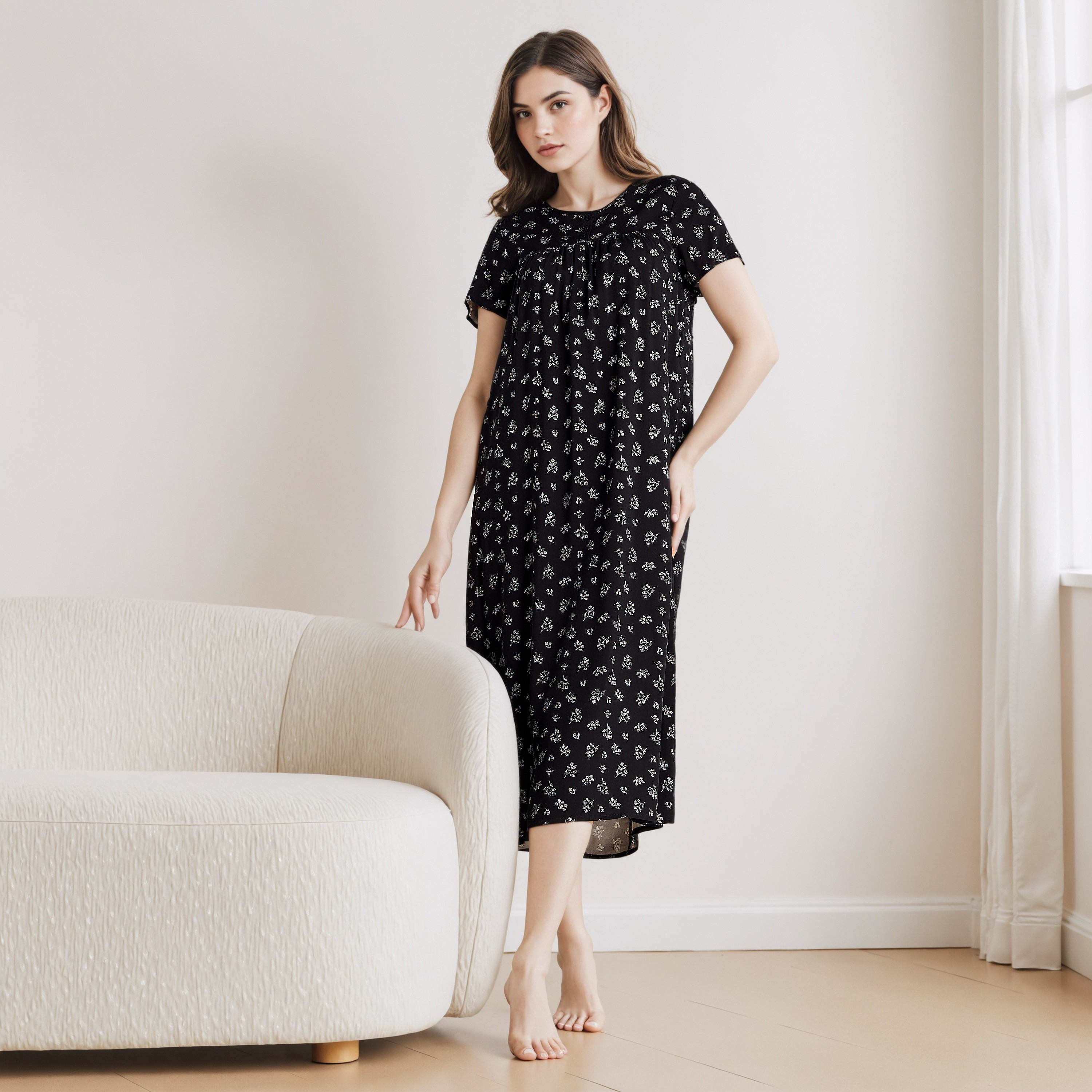 فستان نوم فيسكوز بطبعات زهور-women-clothing-nightwear-nighties-image-2