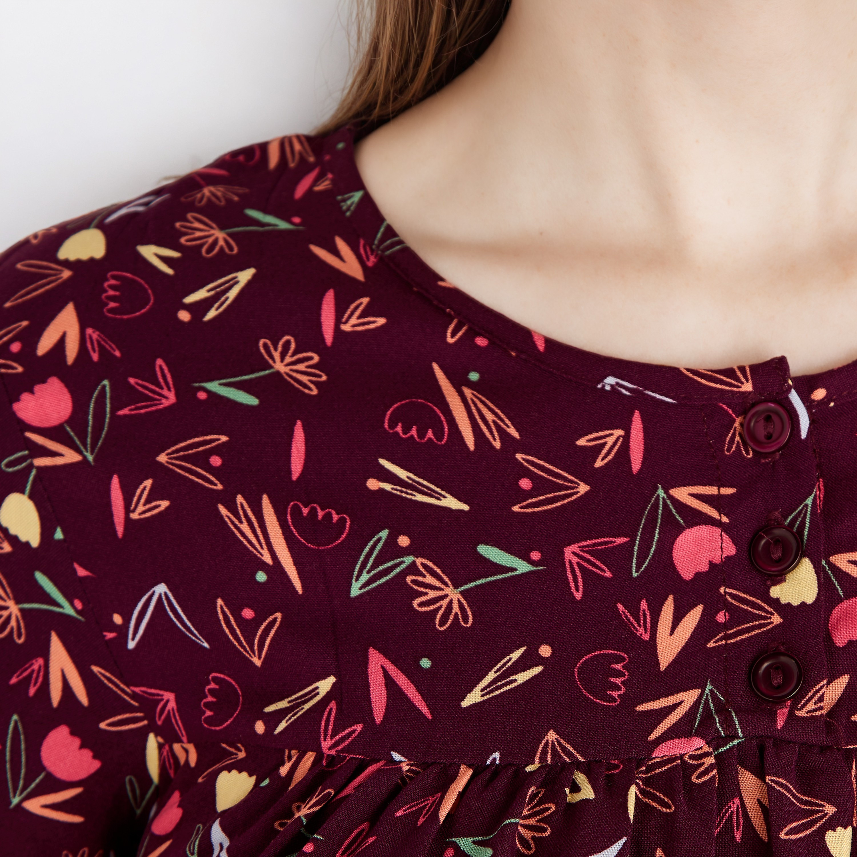 Floral Print Viscose Night Dress-women-clothing-nightwear-nighties-image-4