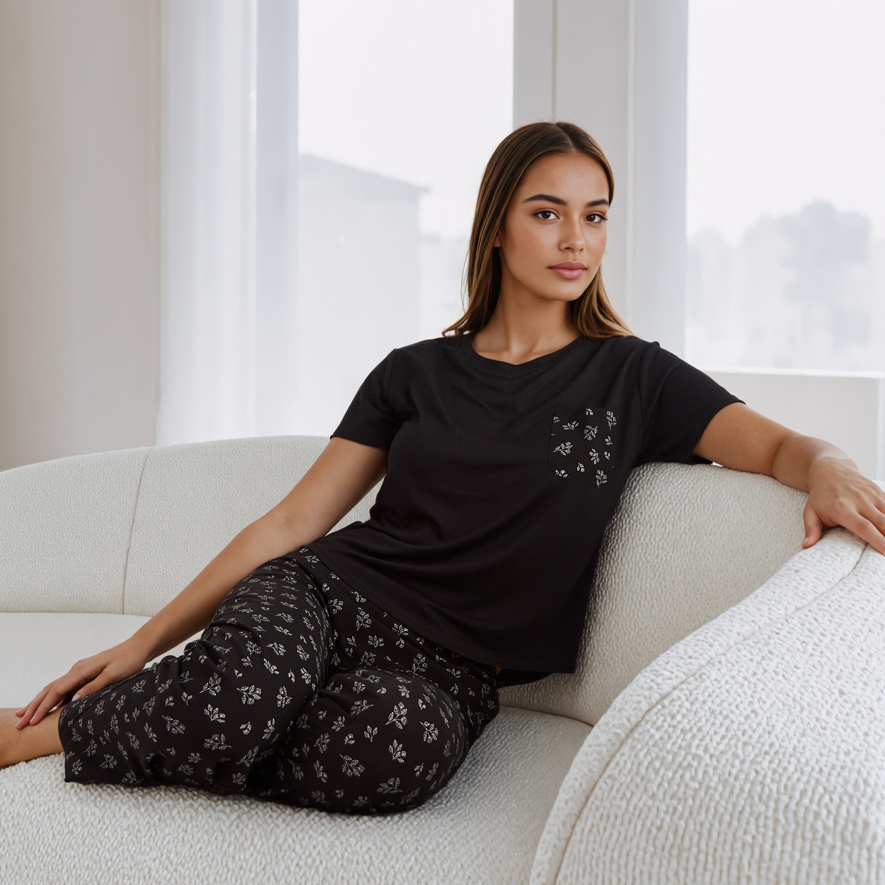 Floral Print Viscose Pyjama Set-women-clothing-nightwear-pyjamas-longsets-image-1