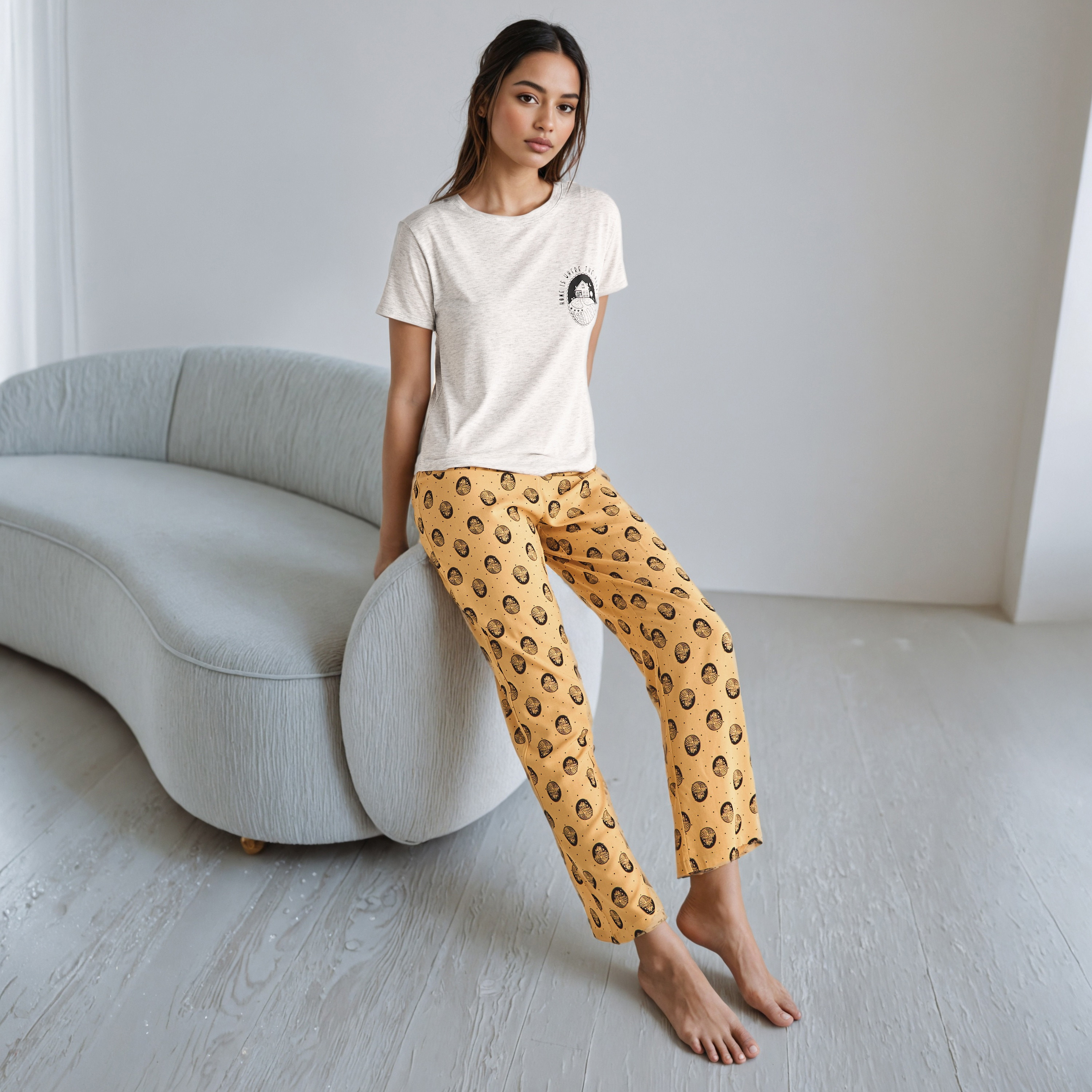 طقم بيجاما بطبعات زهور-women-clothing-nightwear-pyjamas-longsets-image-1