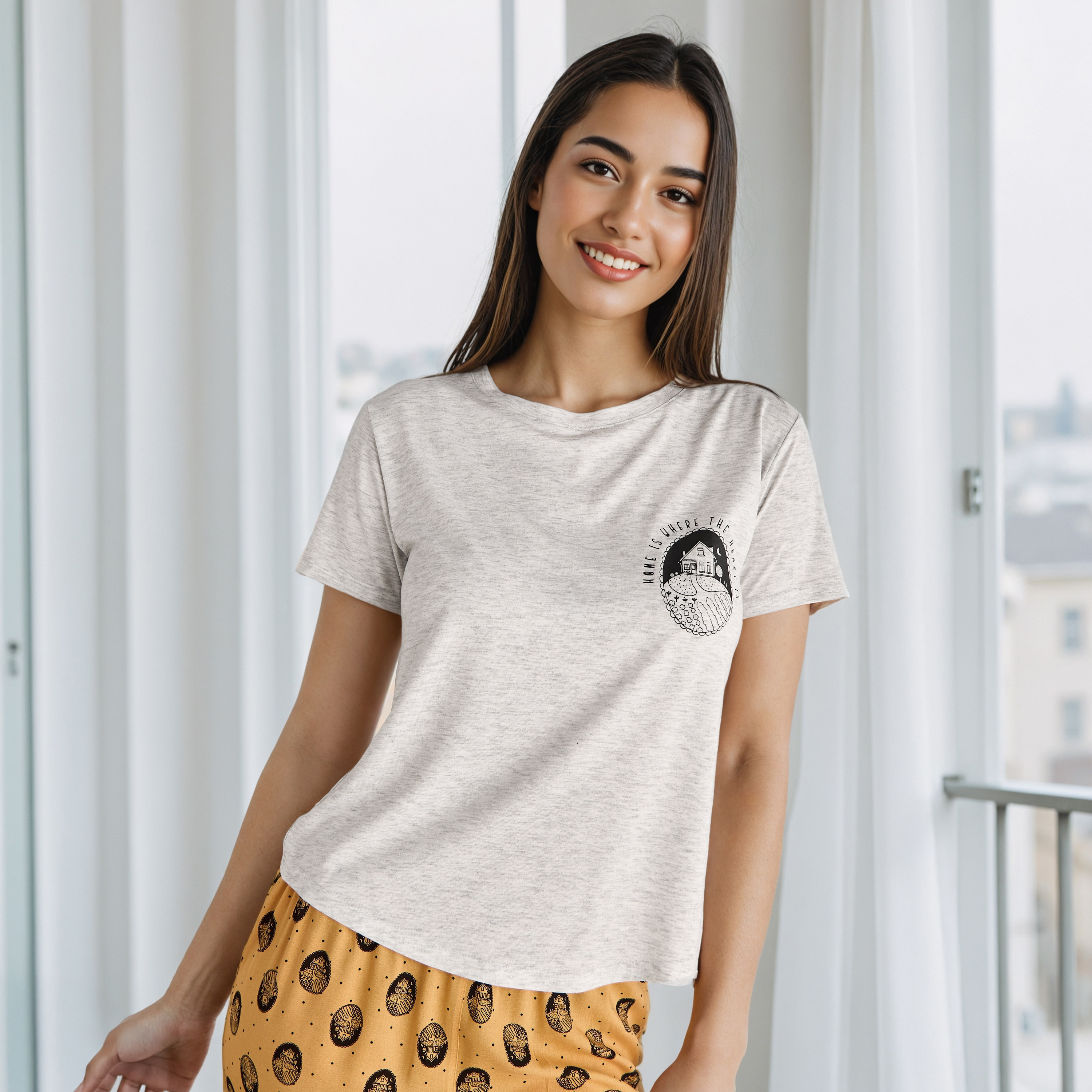 طقم بيجاما بطبعات زهور-women-clothing-nightwear-pyjamas-longsets-image-2