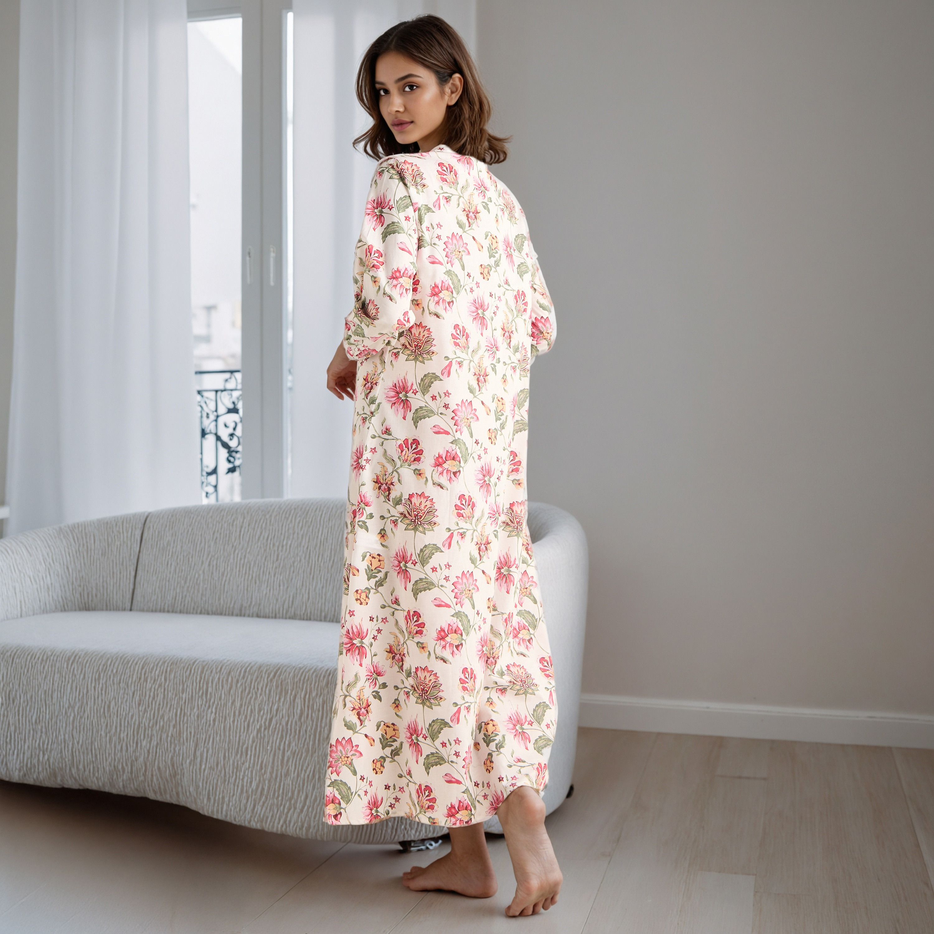 ثوب نوم قطن بطبعات زهرية-women-clothing-nightwear-nighties-image-2
