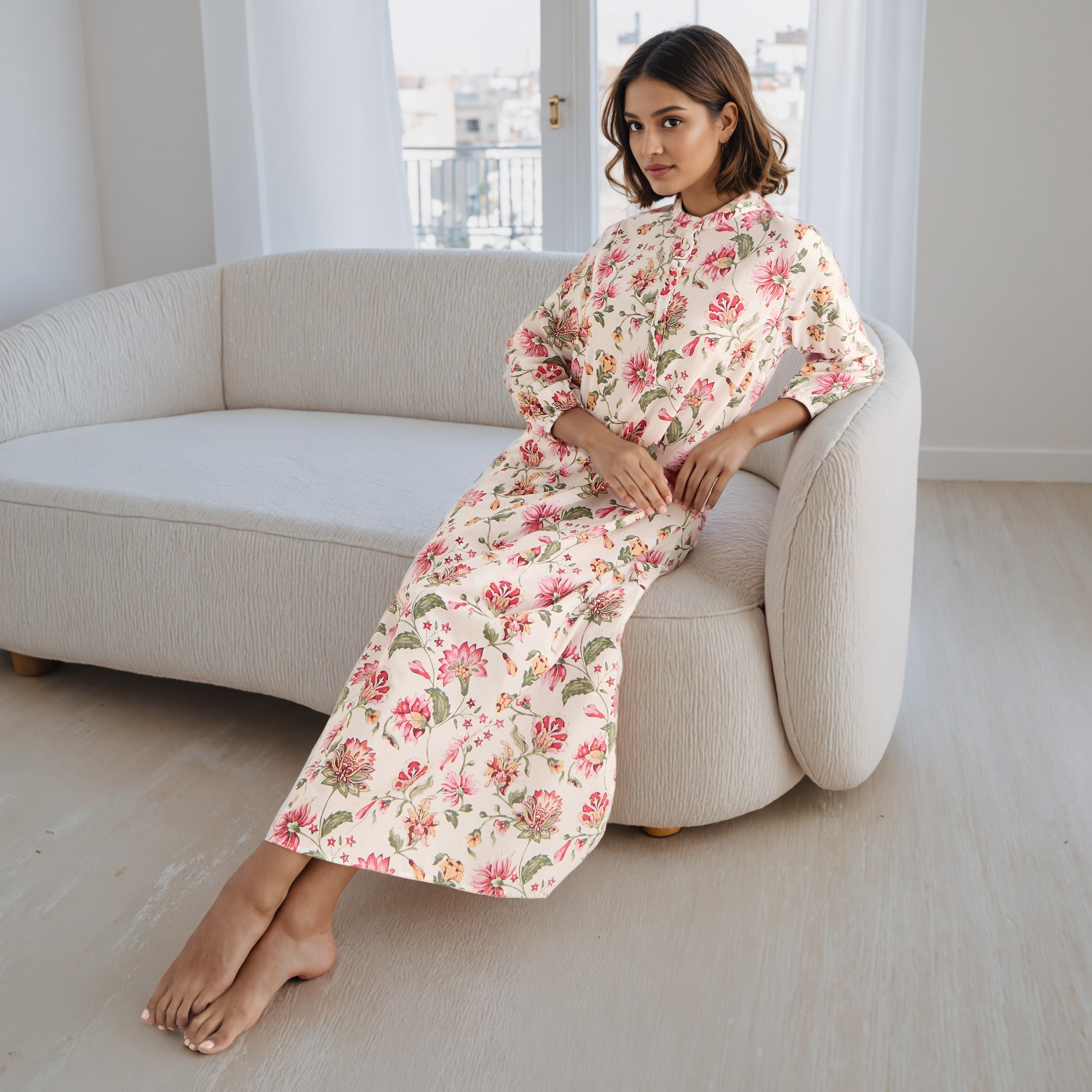 ثوب نوم قطن بطبعات زهرية-women-clothing-nightwear-nighties-image-5