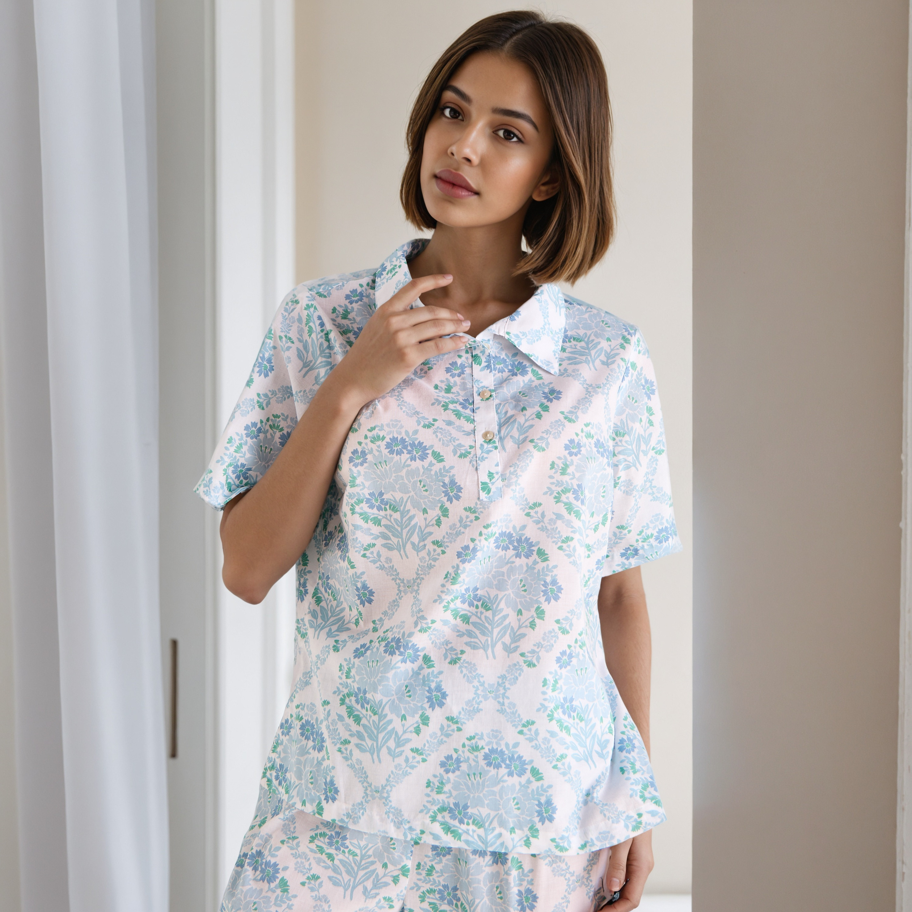 Floral Print Cotton Pyjama Set-women-clothing-nightwear-pyjamas-longsets-image-2