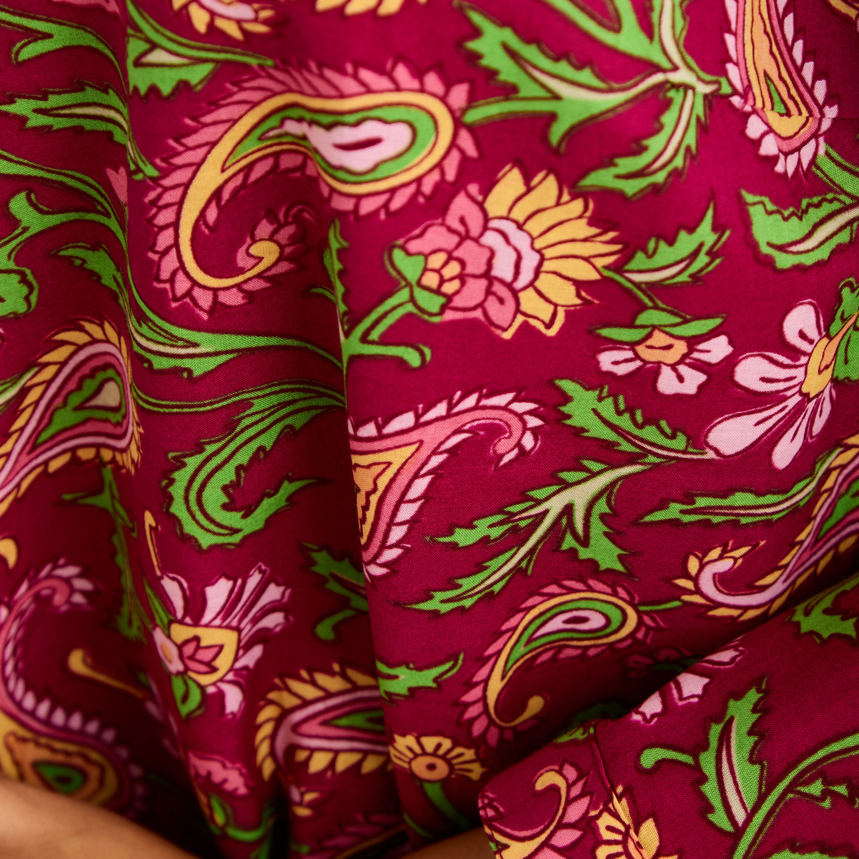 Paisley Print Kaftan Cotton Night Dress with V-neck-women-clothing-nightwear-nighties-image-4