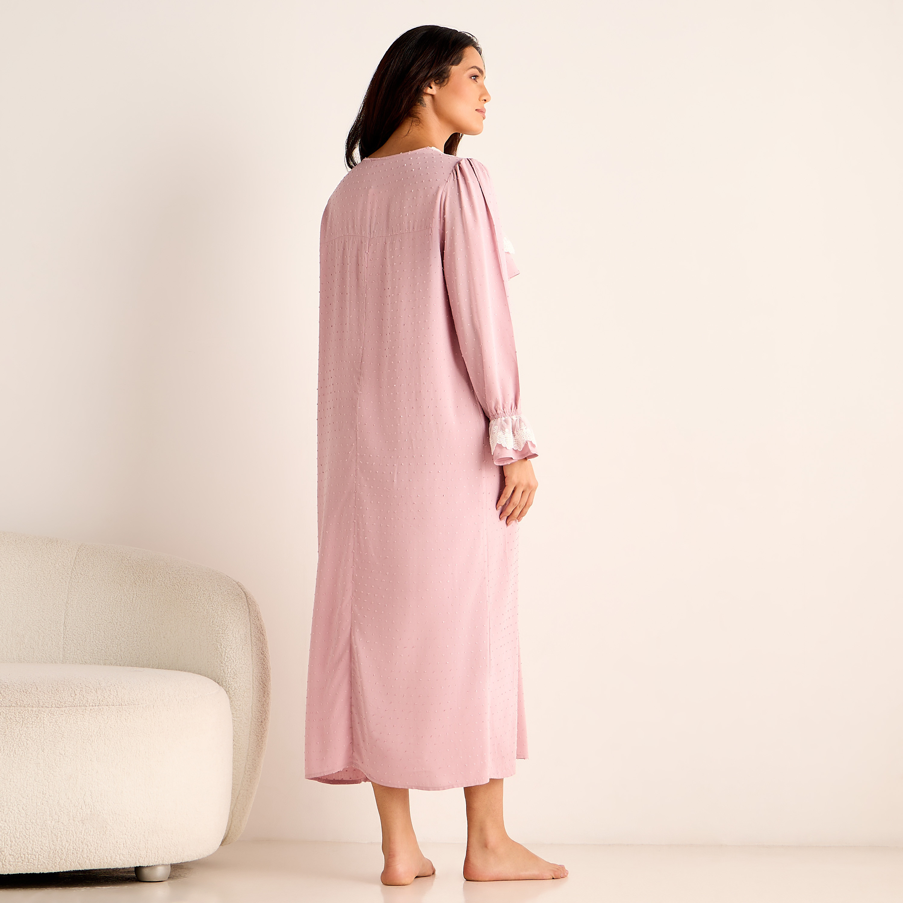 Lace Trim Maternity Night Dress-women-clothing-maternity-nightwear-image-3