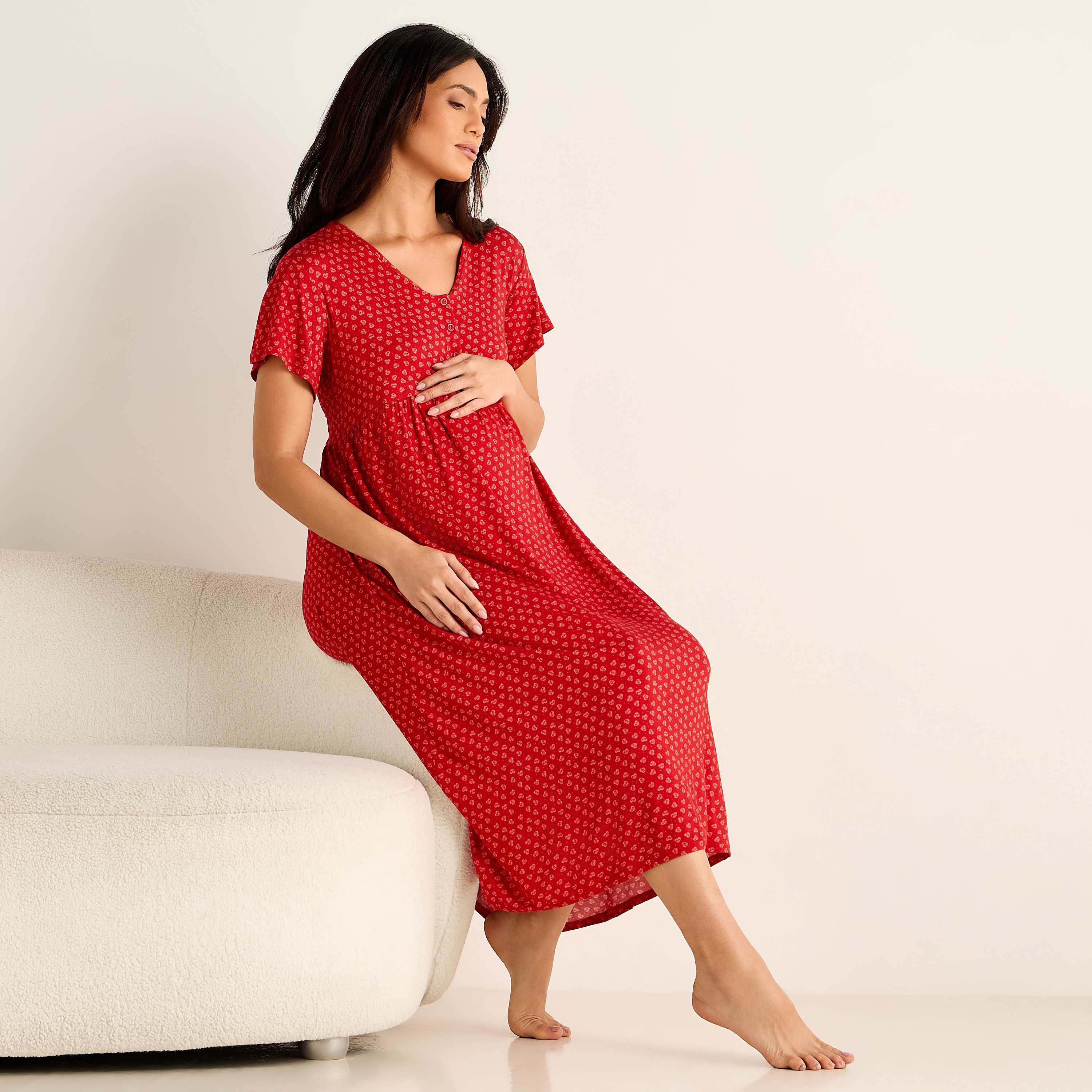 Printed Maternity Night Dress-women-clothing-maternity-nightwear-image-1