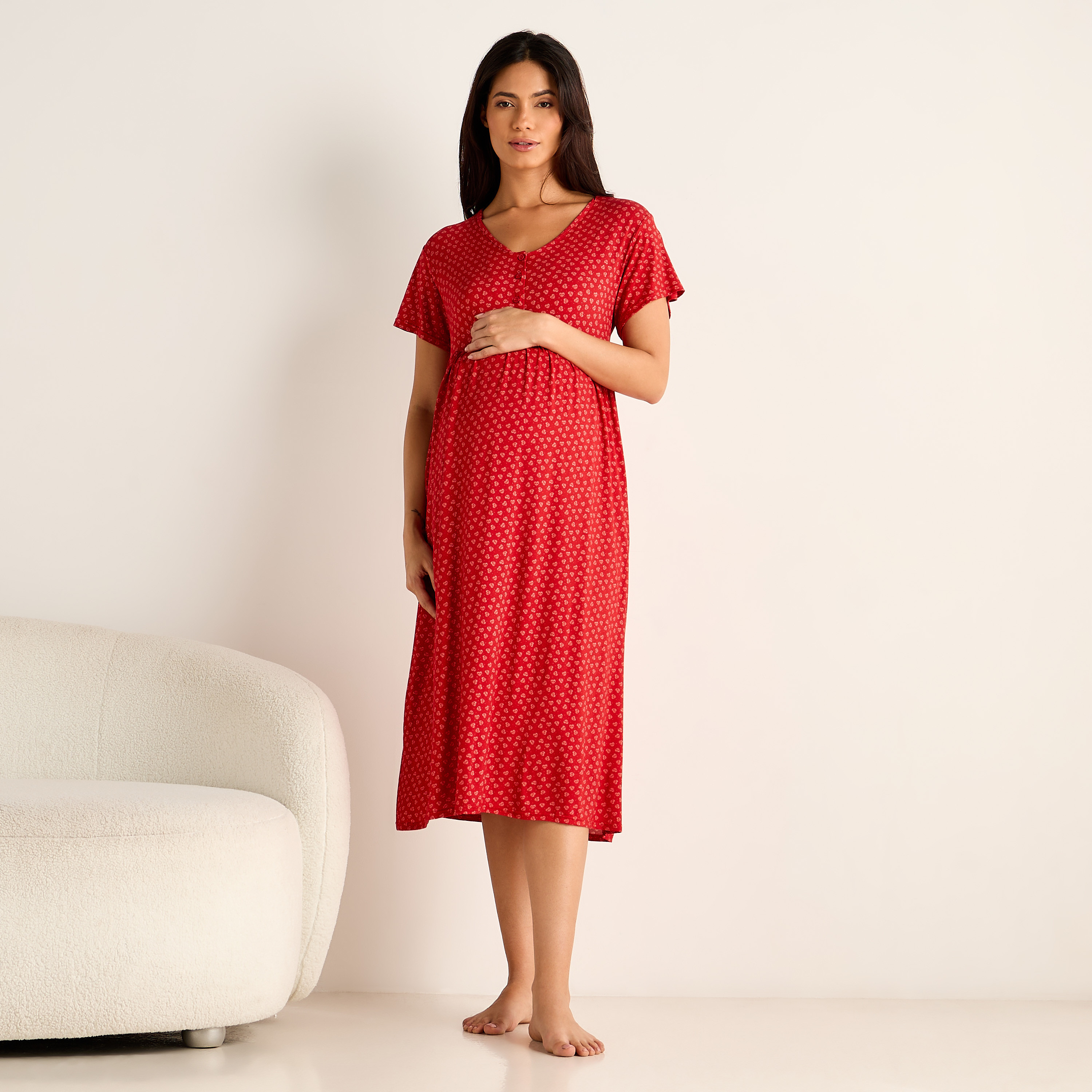 Printed Maternity Night Dress-women-clothing-maternity-nightwear-image-2