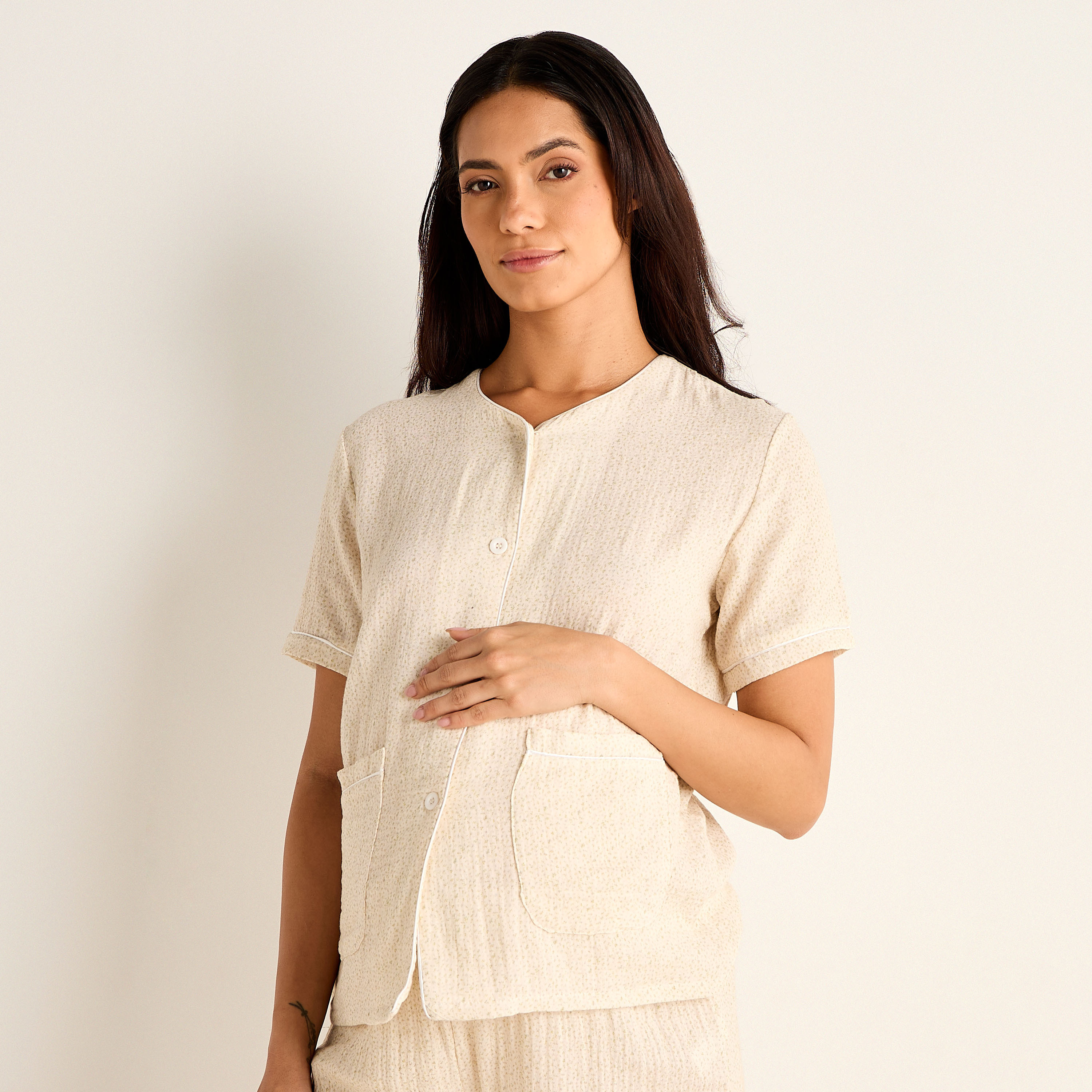 Printed Maternity Cotton Pyjama Set-women-clothing-maternity-nightwear-image-2