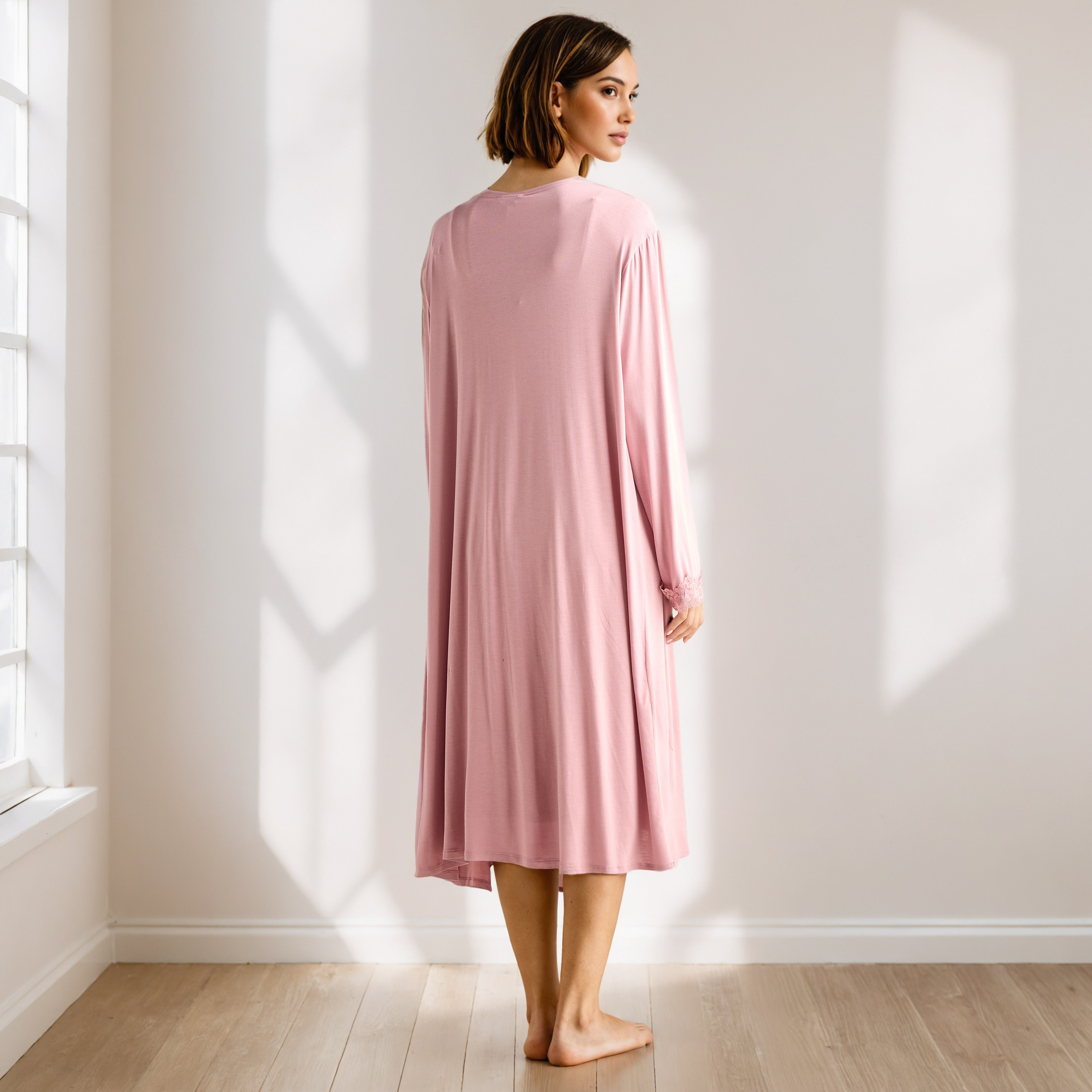 Lace Trim Slip Dress with Robe-women-clothing-nightwear-nighties-image-3