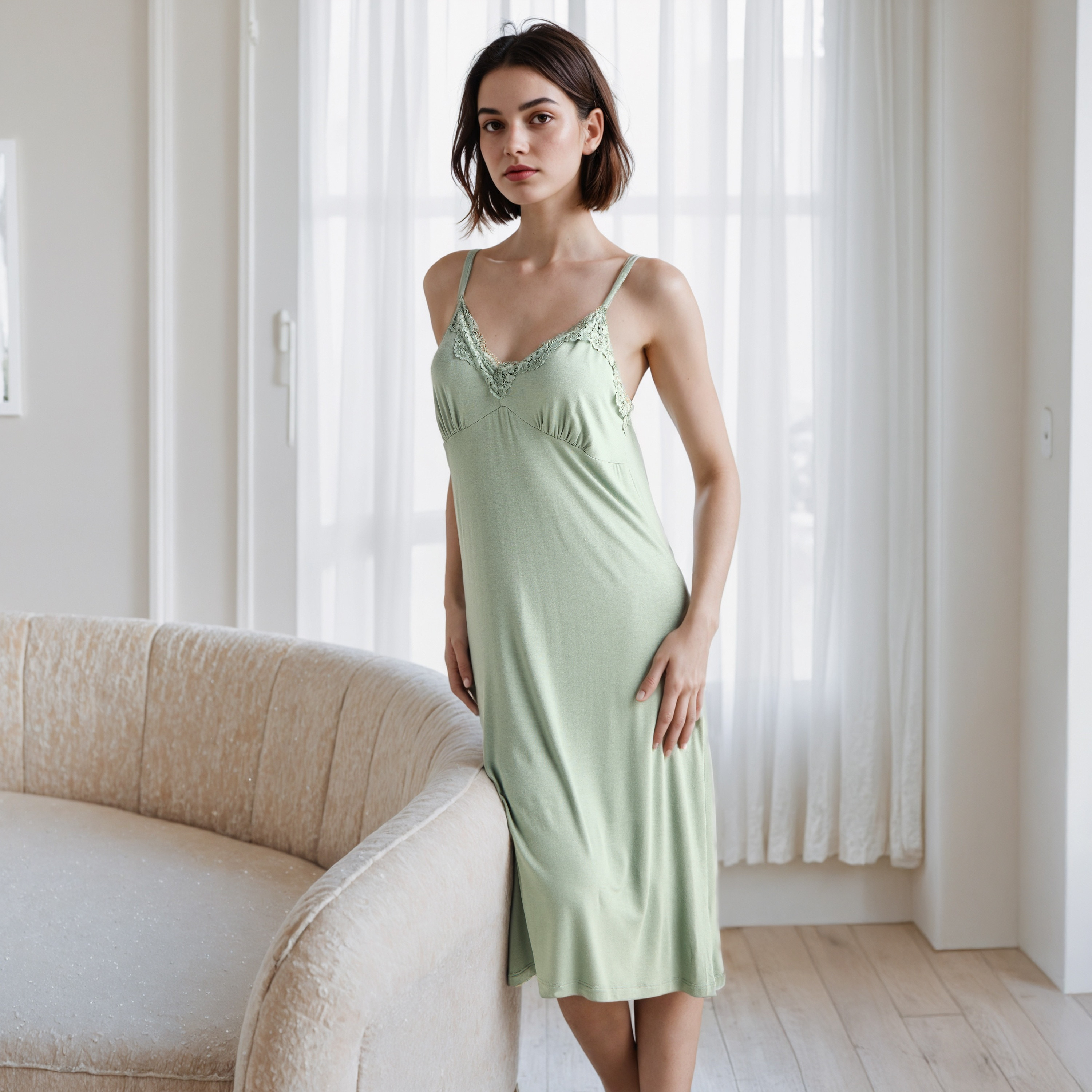 Lace Trim Slip Dress with Robe-women-clothing-nightwear-nighties-image-2