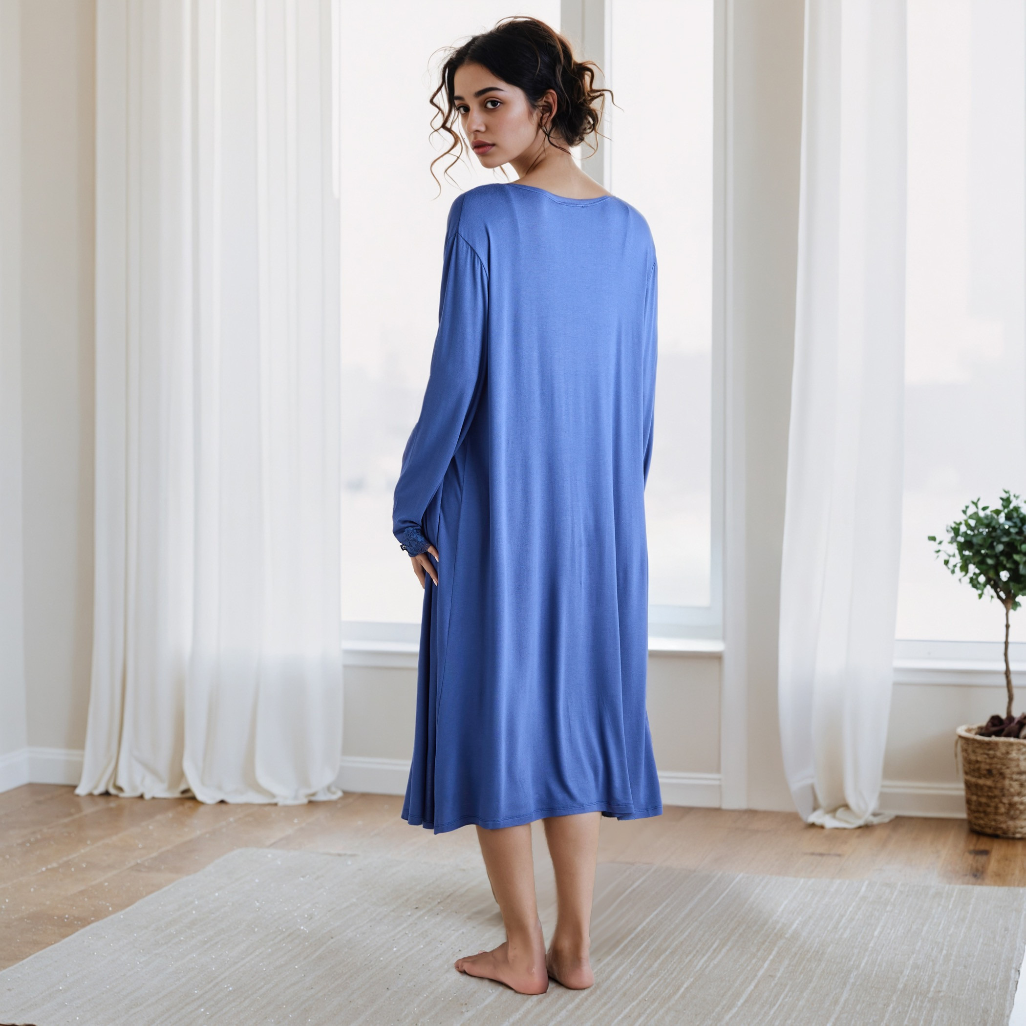 Lace Trim Slip Dress with Robe-women-clothing-nightwear-nighties-image-2