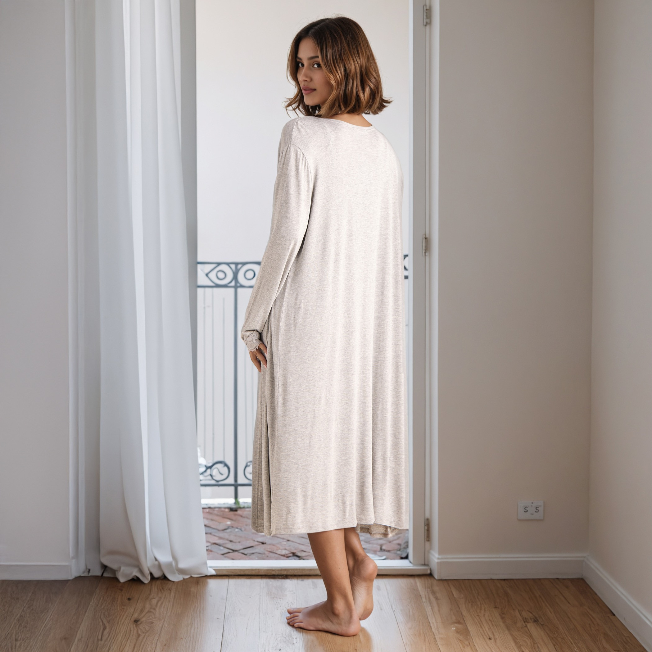 Lace Trim Slip Dress with Robe-women-clothing-nightwear-nighties-image-3