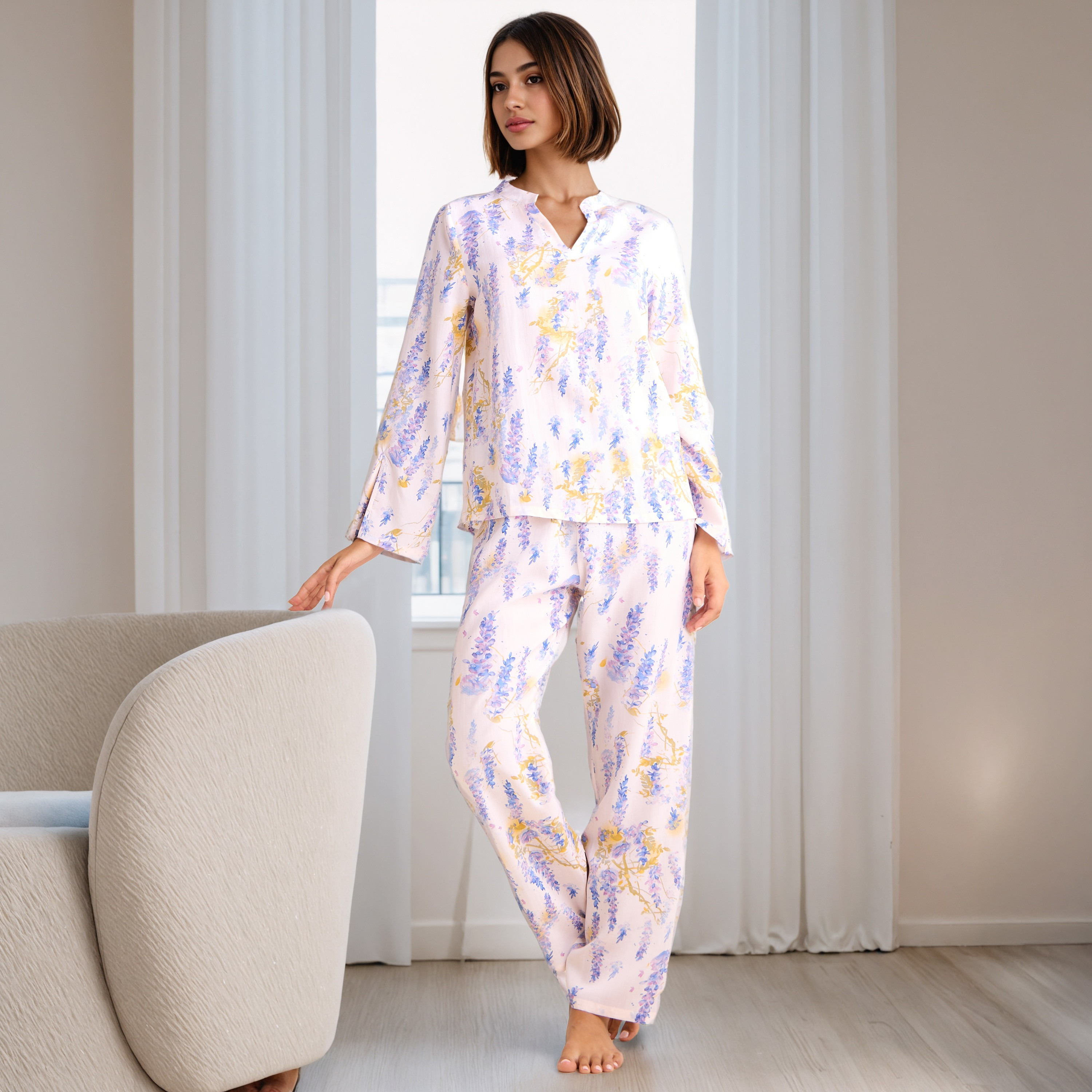 Floral Print Pyjama Set-women-clothing-nightwear-pyjamas-longsets-image-1