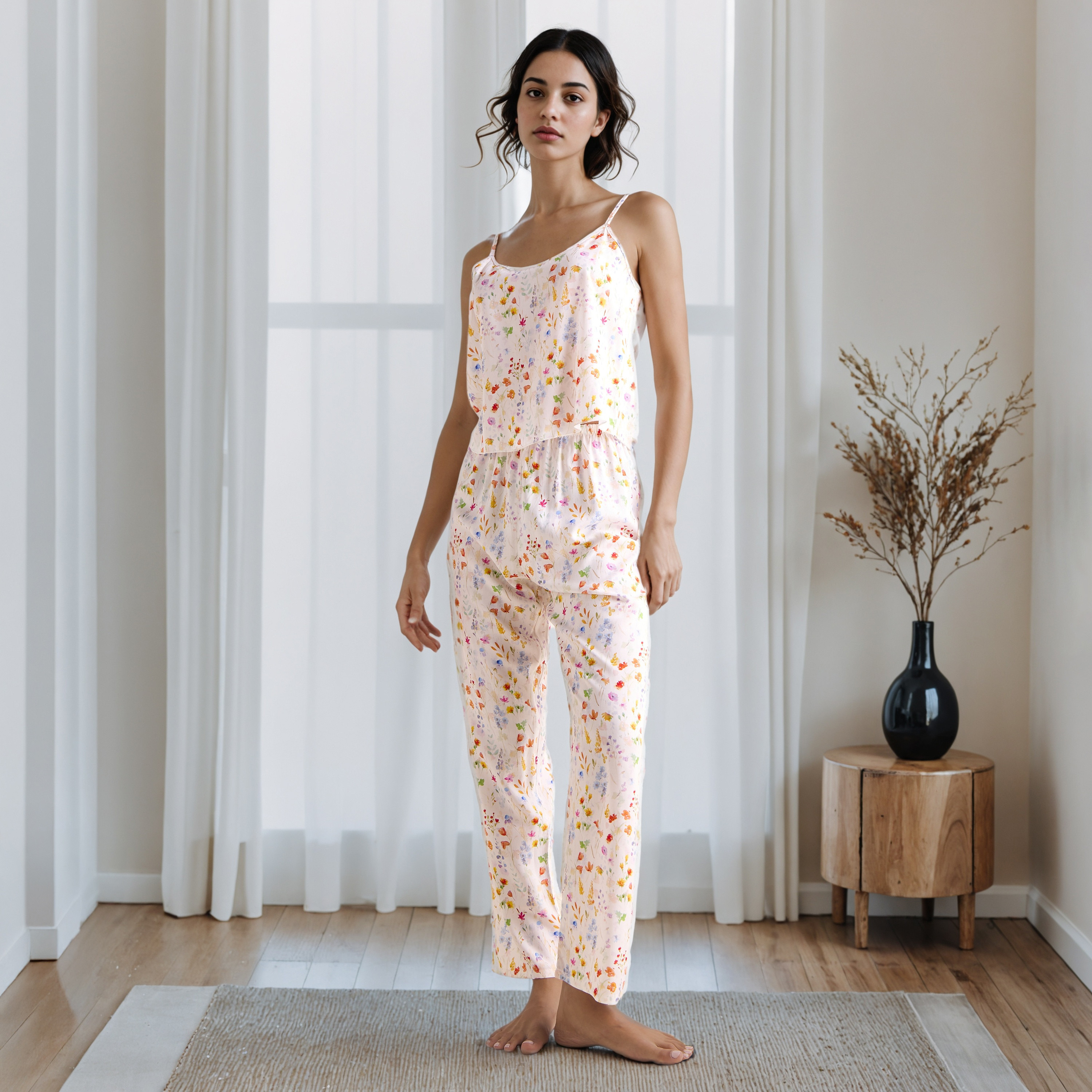 طقم بيجاما وروب بطبعات زهرية-women-clothing-nightwear-pyjamas-longsets-image-6