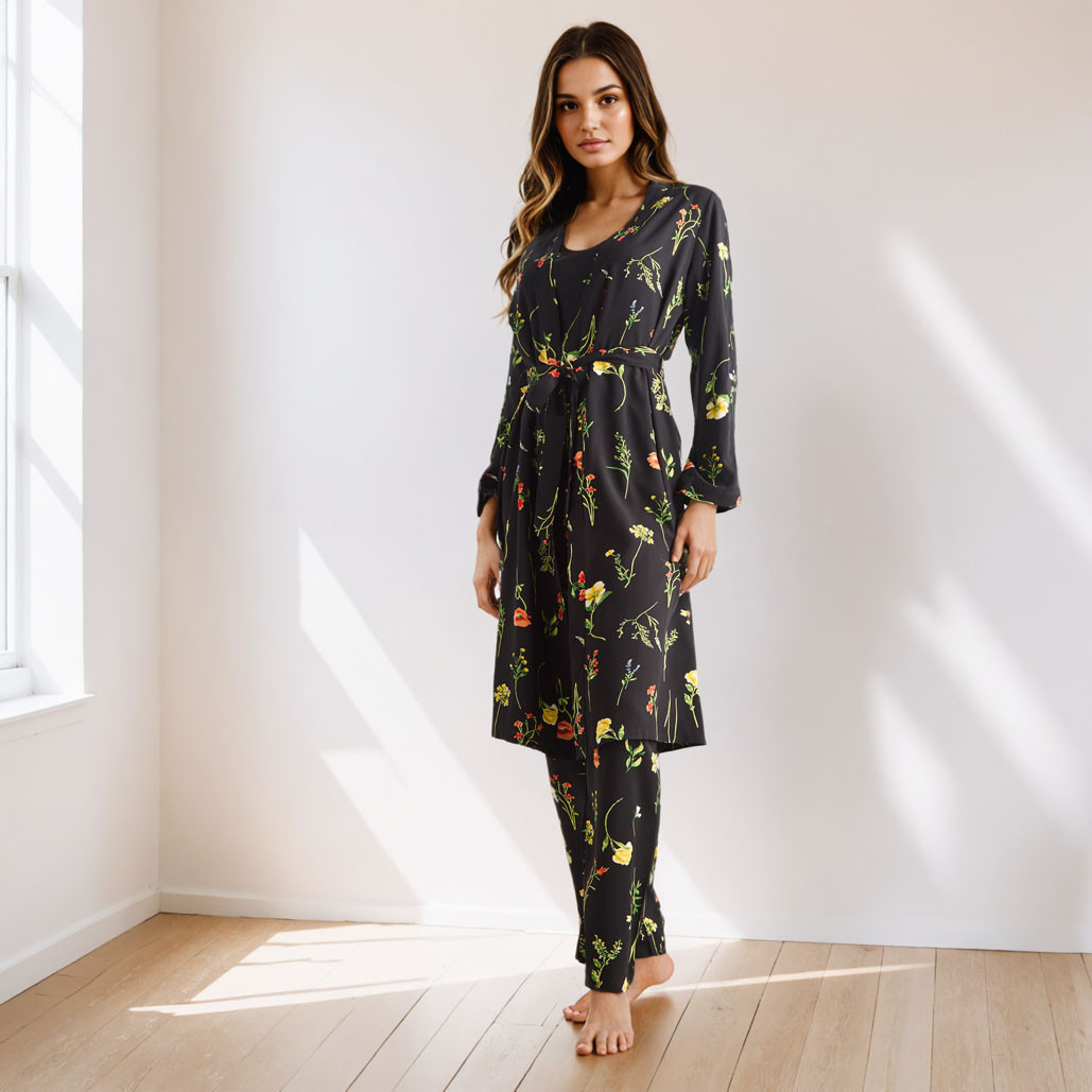 All-Over Floral Print Robe and Pyjama Set-women-clothing-nightwear-pyjamas-longsets-image-1