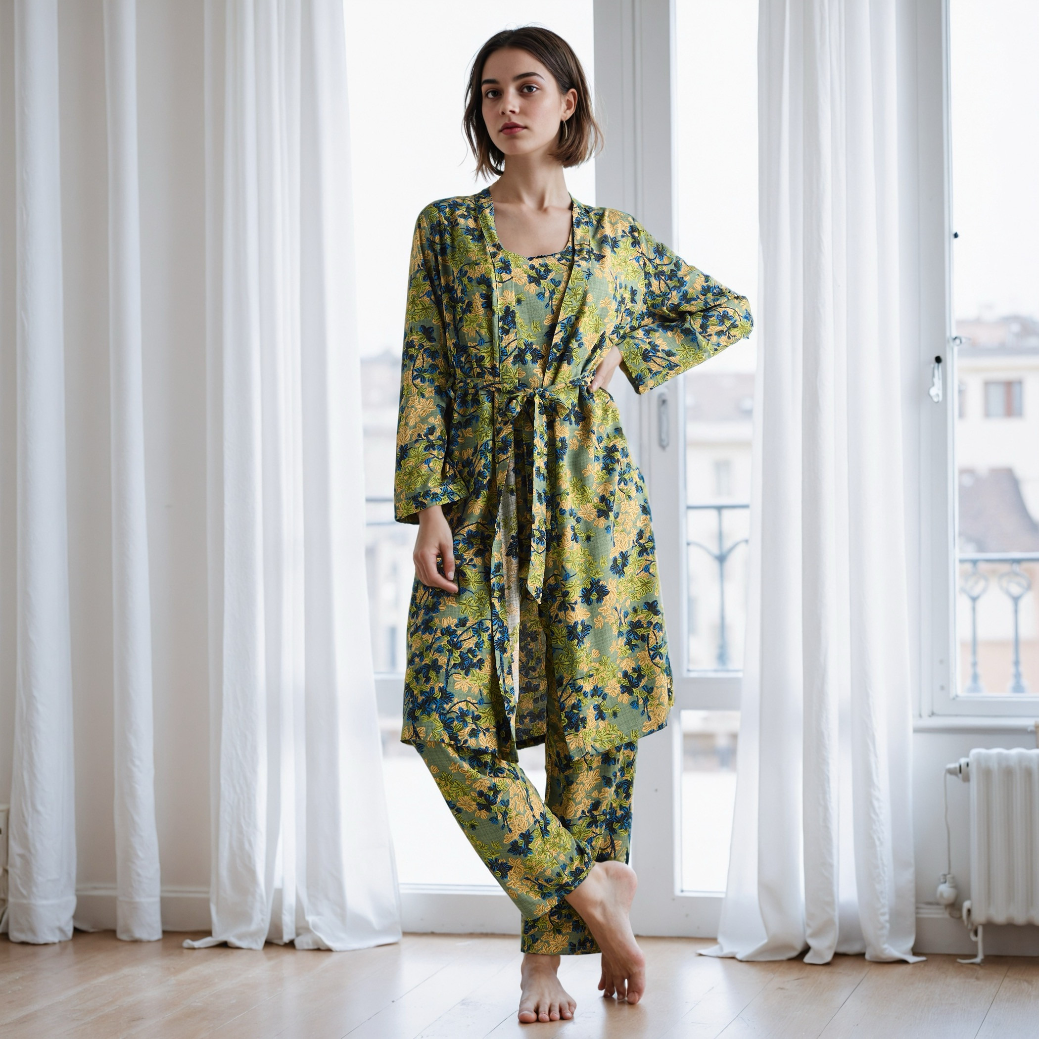 All-Over Floral Print Robe and Pyjama Set-women-clothing-nightwear-pyjamas-longsets-image-1