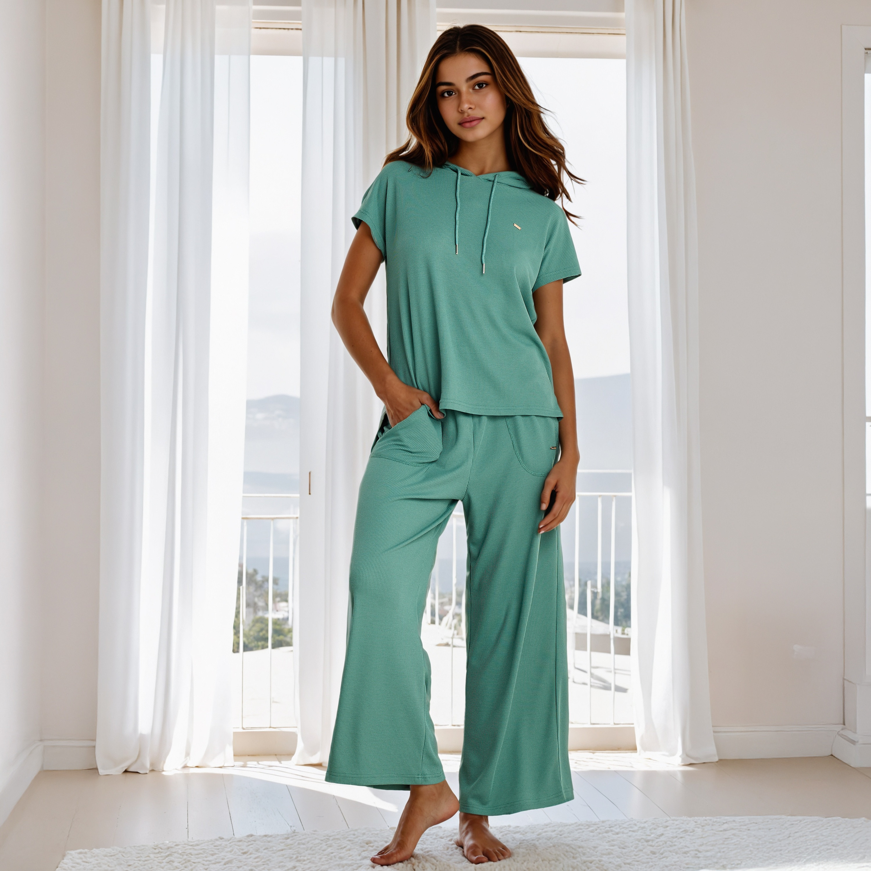 طقم بيجاما بارز الملمس-women-clothing-nightwear-pyjamas-longsets-image-1