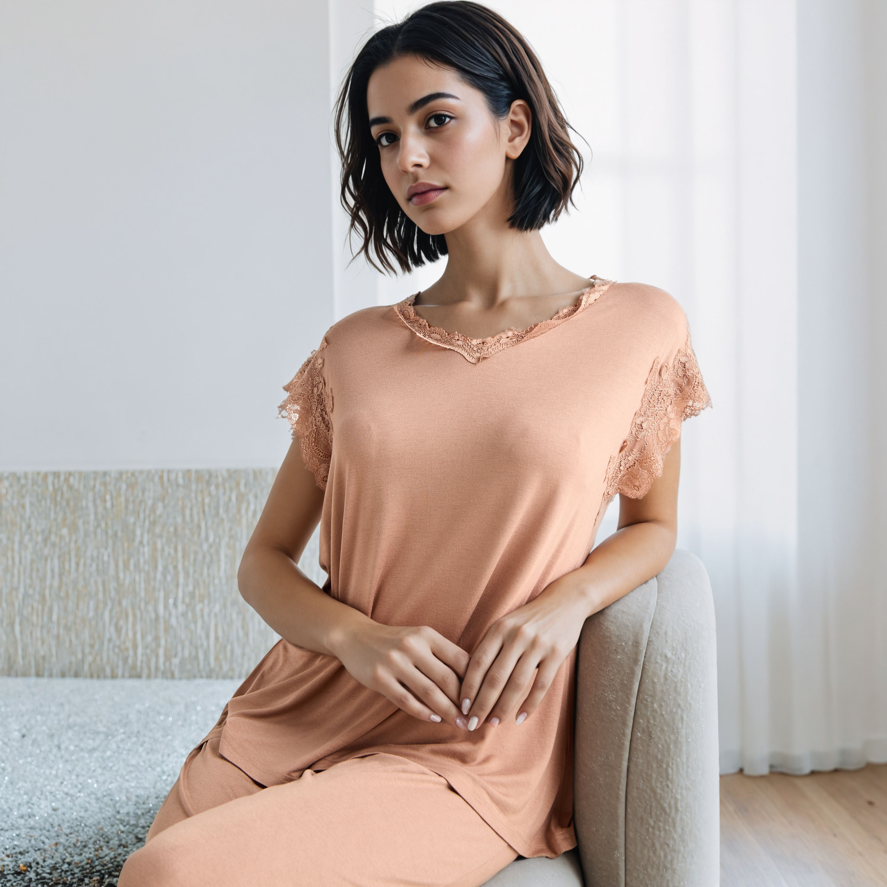 Lace Trim Pyjama Set-women-clothing-nightwear-pyjamas-longsets-image-2