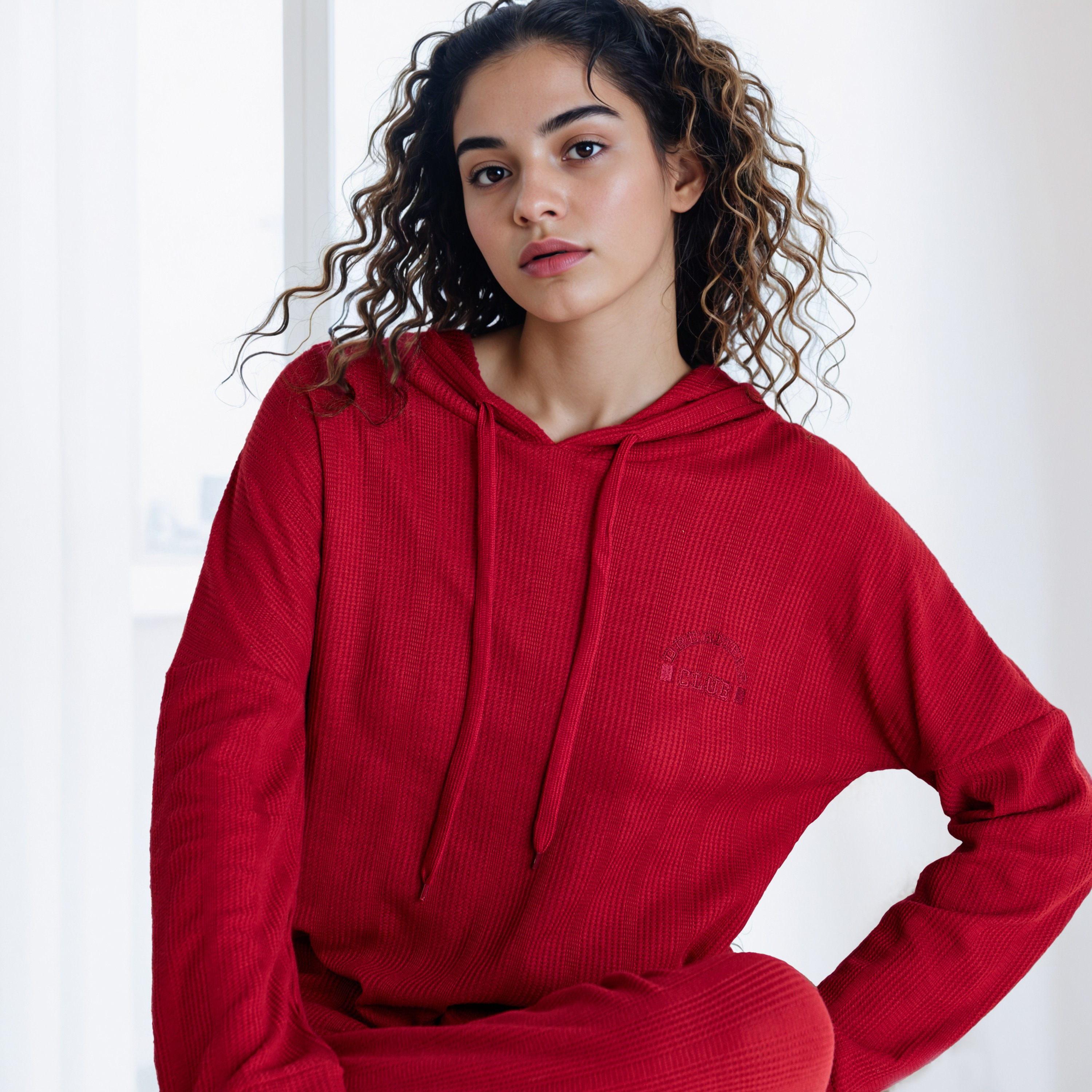 طقم بيجاما بنمط وافل بارز الملمس-women-clothing-nightwear-pyjamas-longsets-image-5