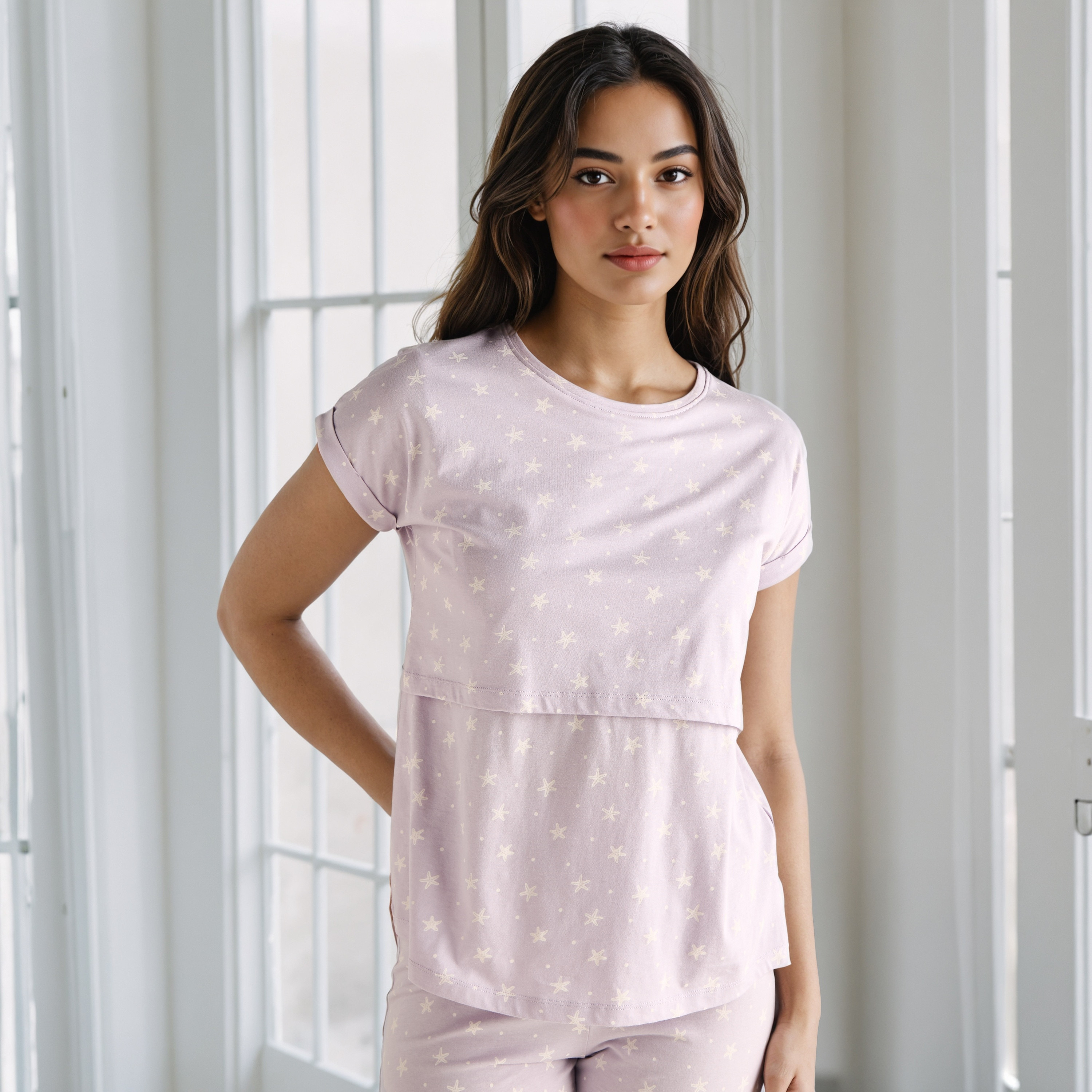 Printed Maternity Cotton Pyjama Set-women-clothing-maternity-nightwear-image-2