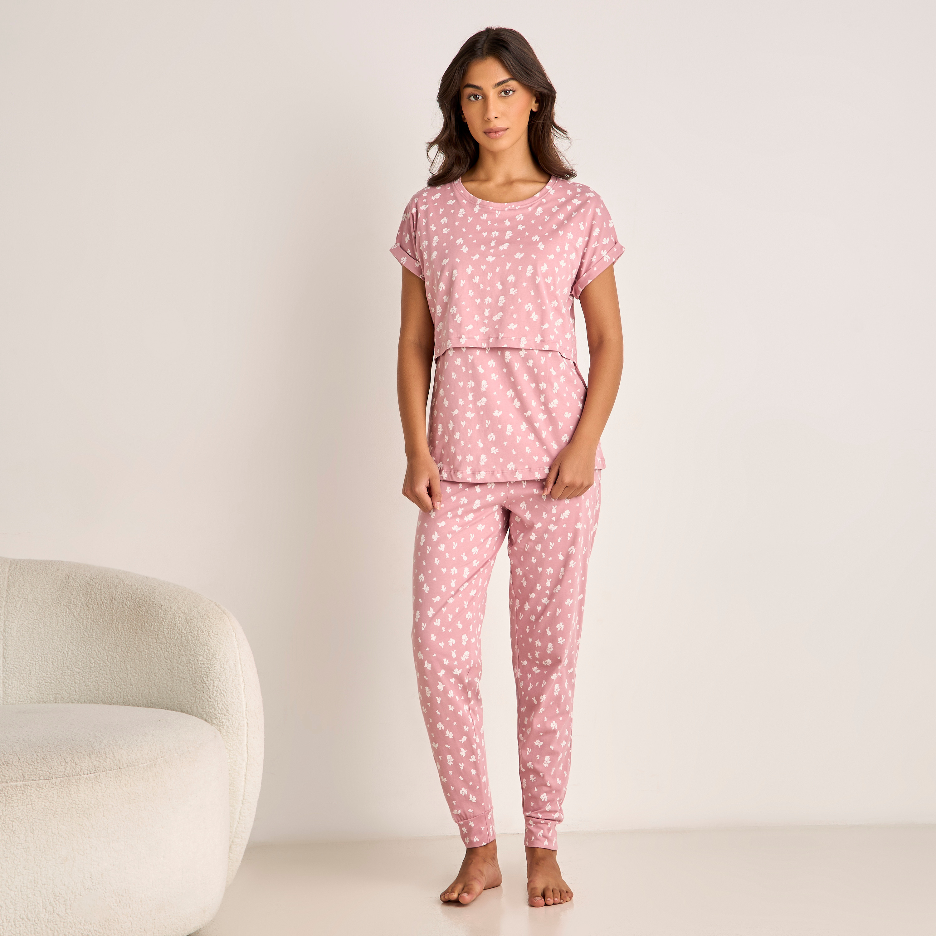 Floral Print Maternity Pyjama Set-women-clothing-nightwear-pyjamas-longsets-image-1