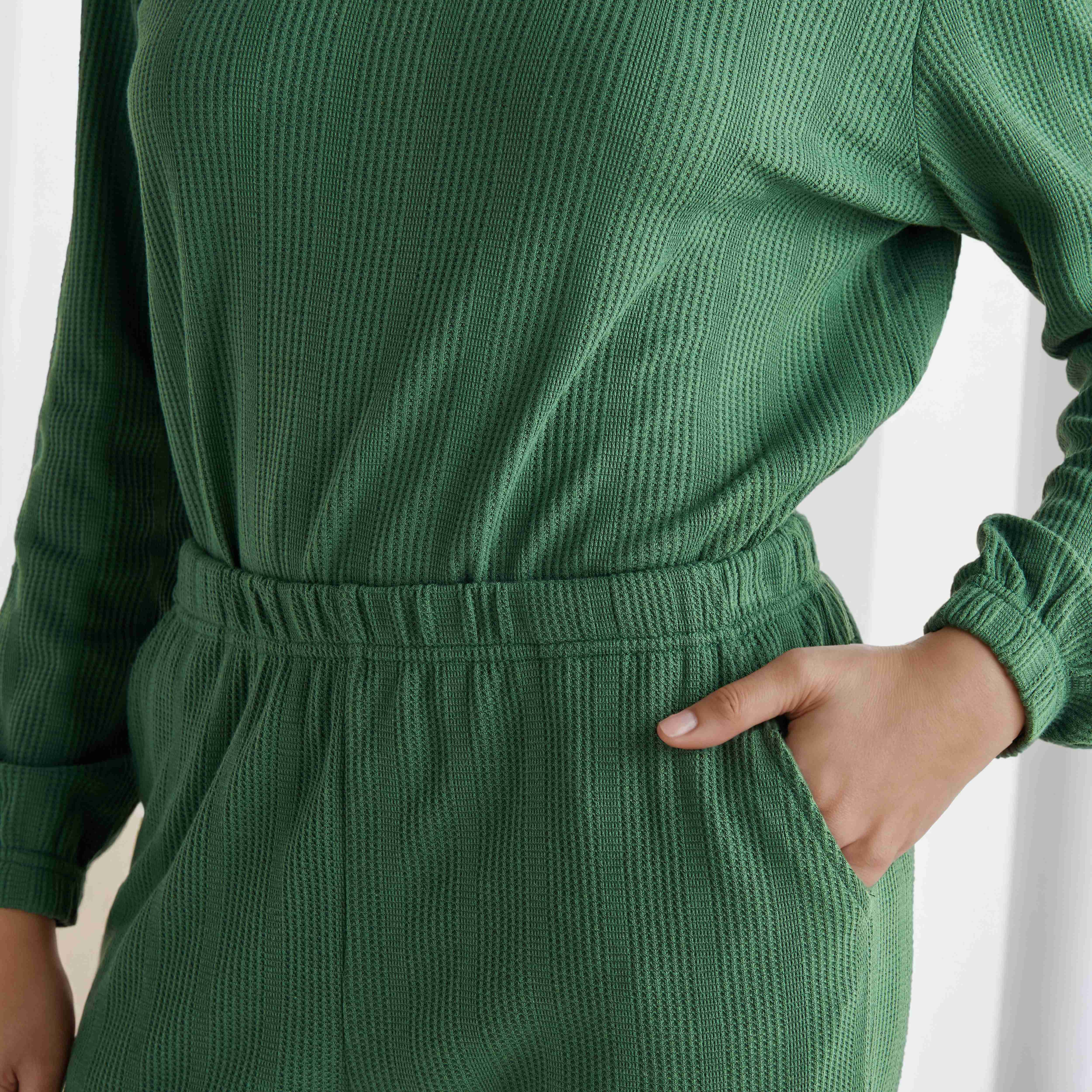 طقم بيجاما بنمط وافل بارز الملمس-women-clothing-nightwear-pyjamas-longsets-image-5