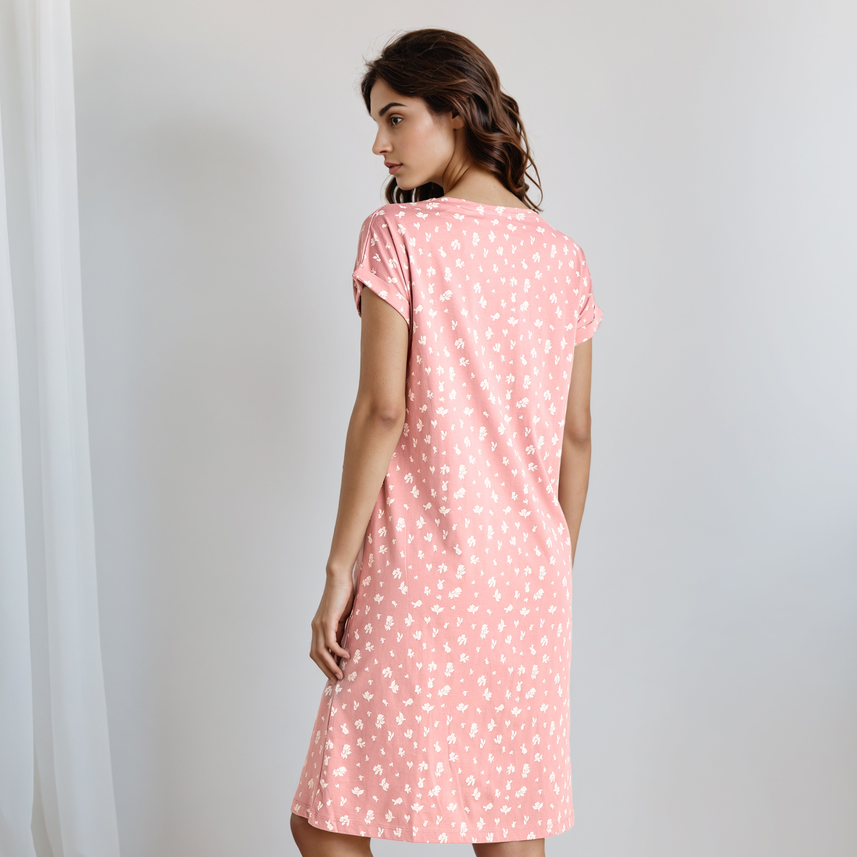 Floral Print Maternity Night Dress-women-clothing-maternity-nightwear-image-3