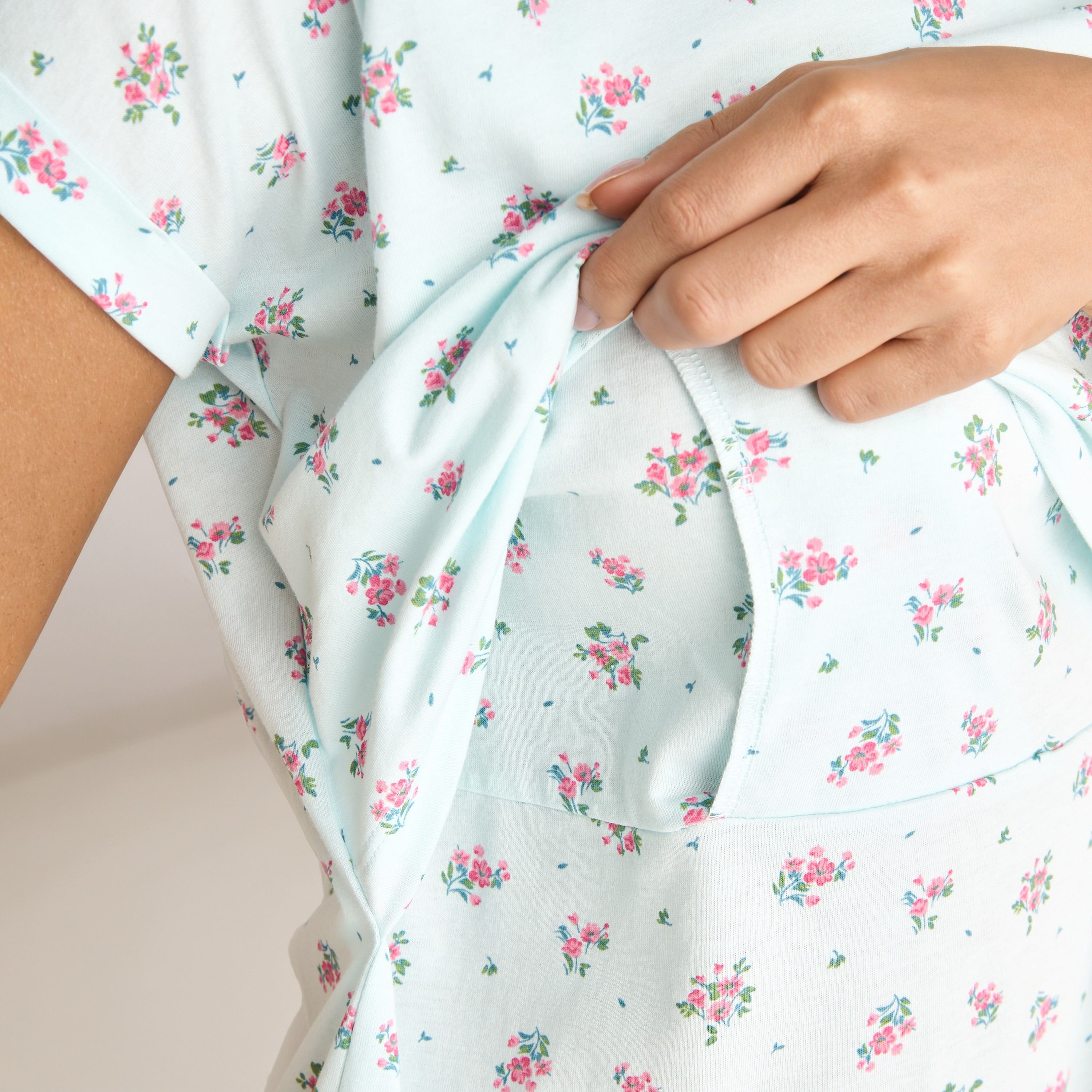 Floral Print Maternity Night Dress-women-clothing-maternity-nightwear-image-3